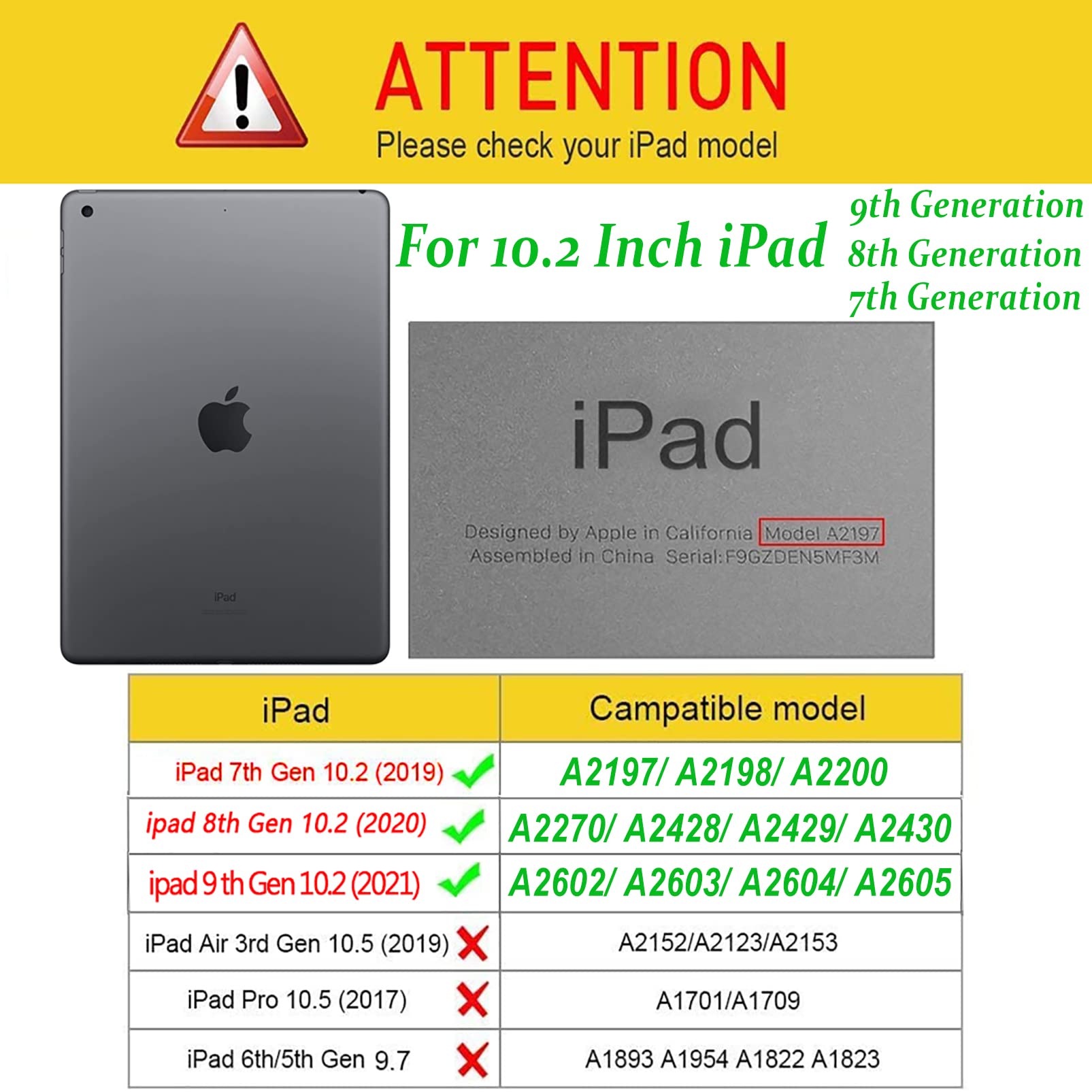 Case For Ipad 9Th Generation(2021)/ 2020 Ipad 8Th Generation/ 2019 Ipad 7Th Generation For 10.2 Inch Ipad Case Covers, 360 Degre