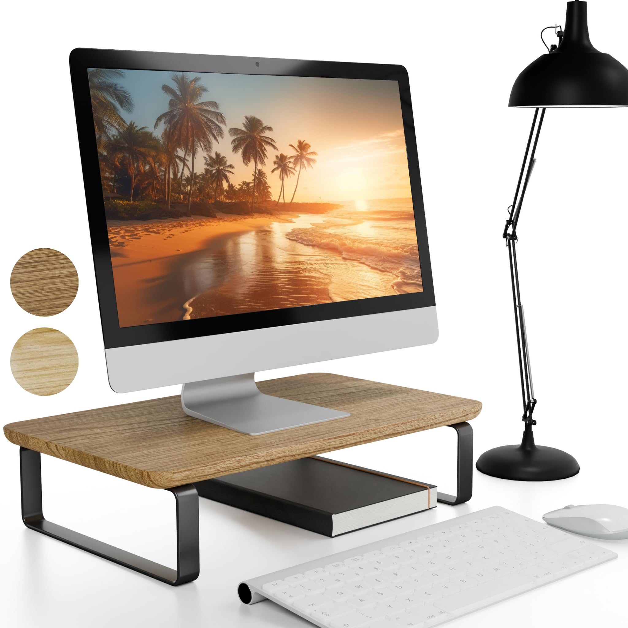 Beautiful Wooden Monitor Stand For Desk   Sturdy Stand Rises Your Monitor To The Perfect Ergonomic Level   Sleek And Functional