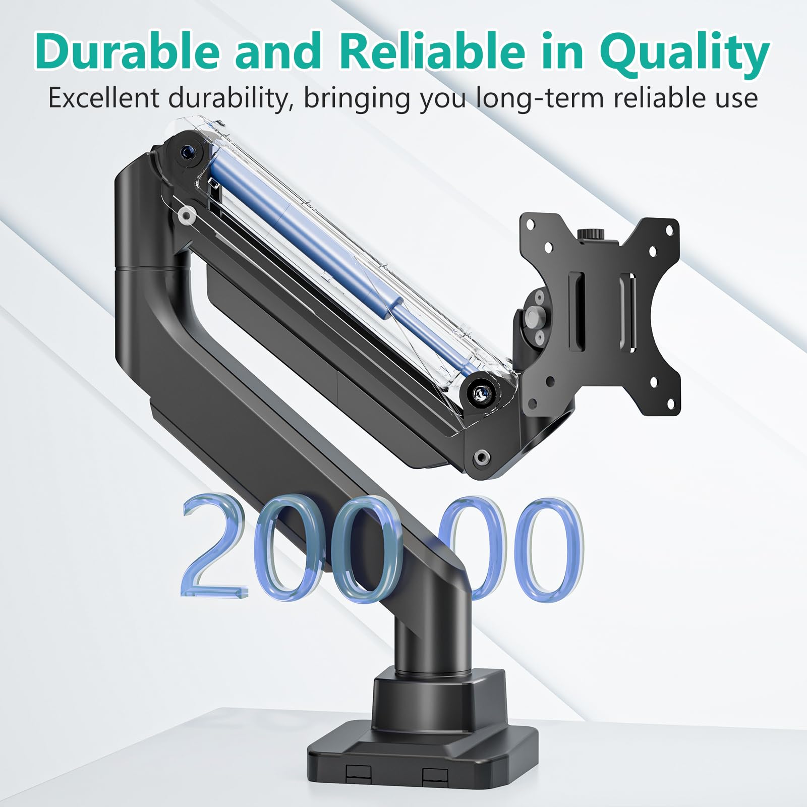 WALI Single Monitor Gas Spring Desk Mount, Heavy Duty Monitor Arm for Ultrawide Screen up to 35 inch, 33 lbs. Fully Adjustable, Mounting Holes 75 and 100 (GSM001XL), Black