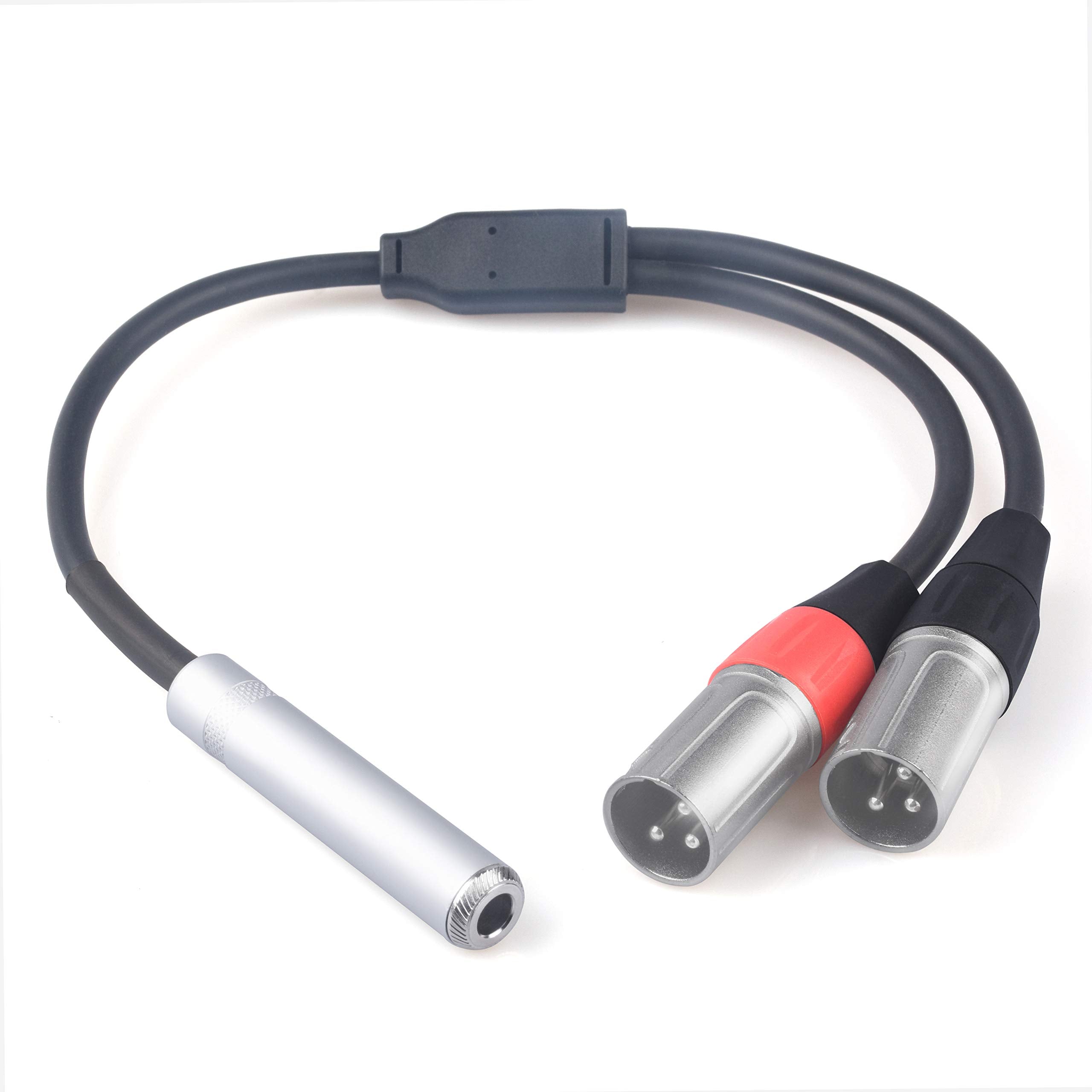 Devinal 1/4 Inch Female To Dual Xlr Breakout Cable, 6.35Mm Female Trs To 2 Xlr Male Audio Converter, Female Quarter Inch Socket