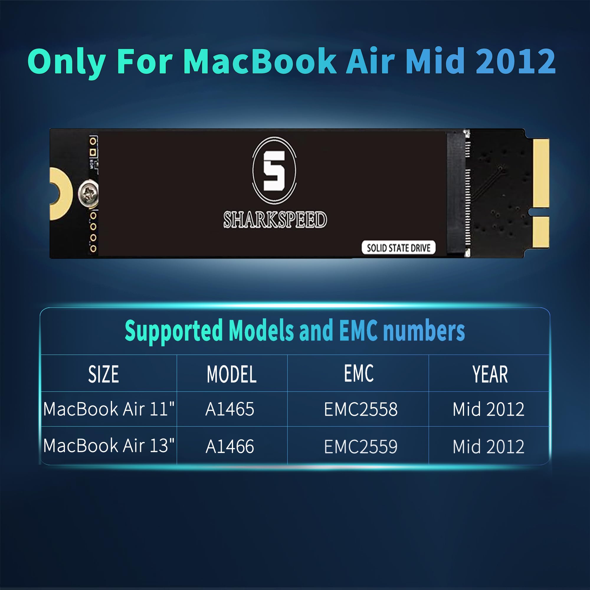 Sharkspeed Ssd 512Gb Replacement For Macbook Air Mid 2012 A1465 Emc 2558 A1466 Emc 2559 (Macos Pre Installed)