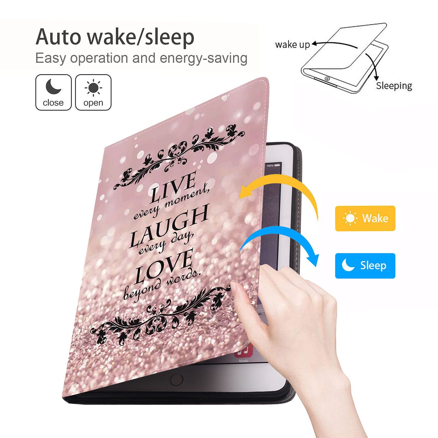 Bosness Case For Ipad 8Th Gen 10.2'' (2020)/7Th Gen (2019), Ipad Air (3Rd Gen) 10.5'' 2019/Pro 10.5 2017, Adjustable Stand Auto