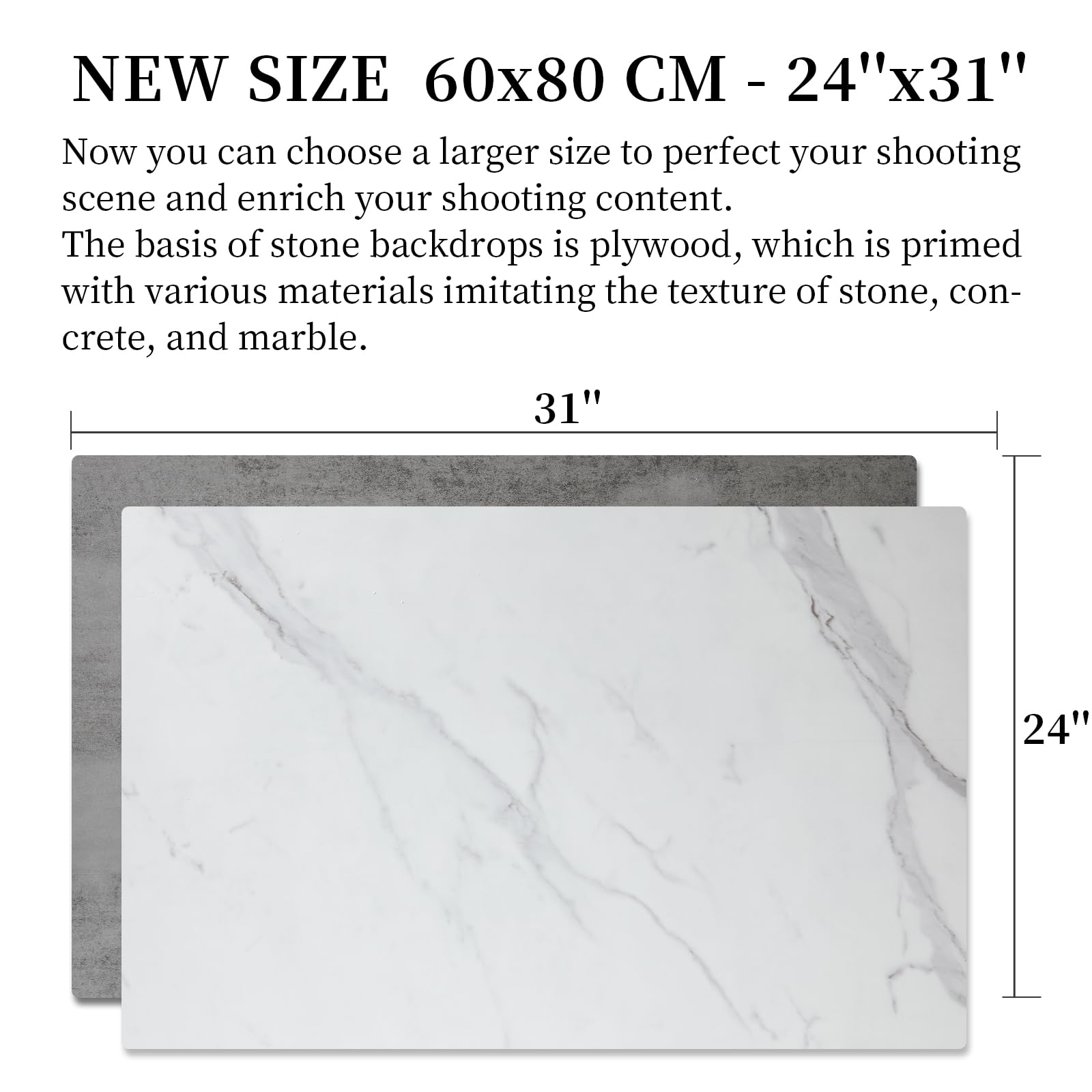 2 Pcs 24X32 Inch Boards Photo Backdrop For Flat Lay, Food Table Top Photography Background, Beiyang (Marble+Light Gray)