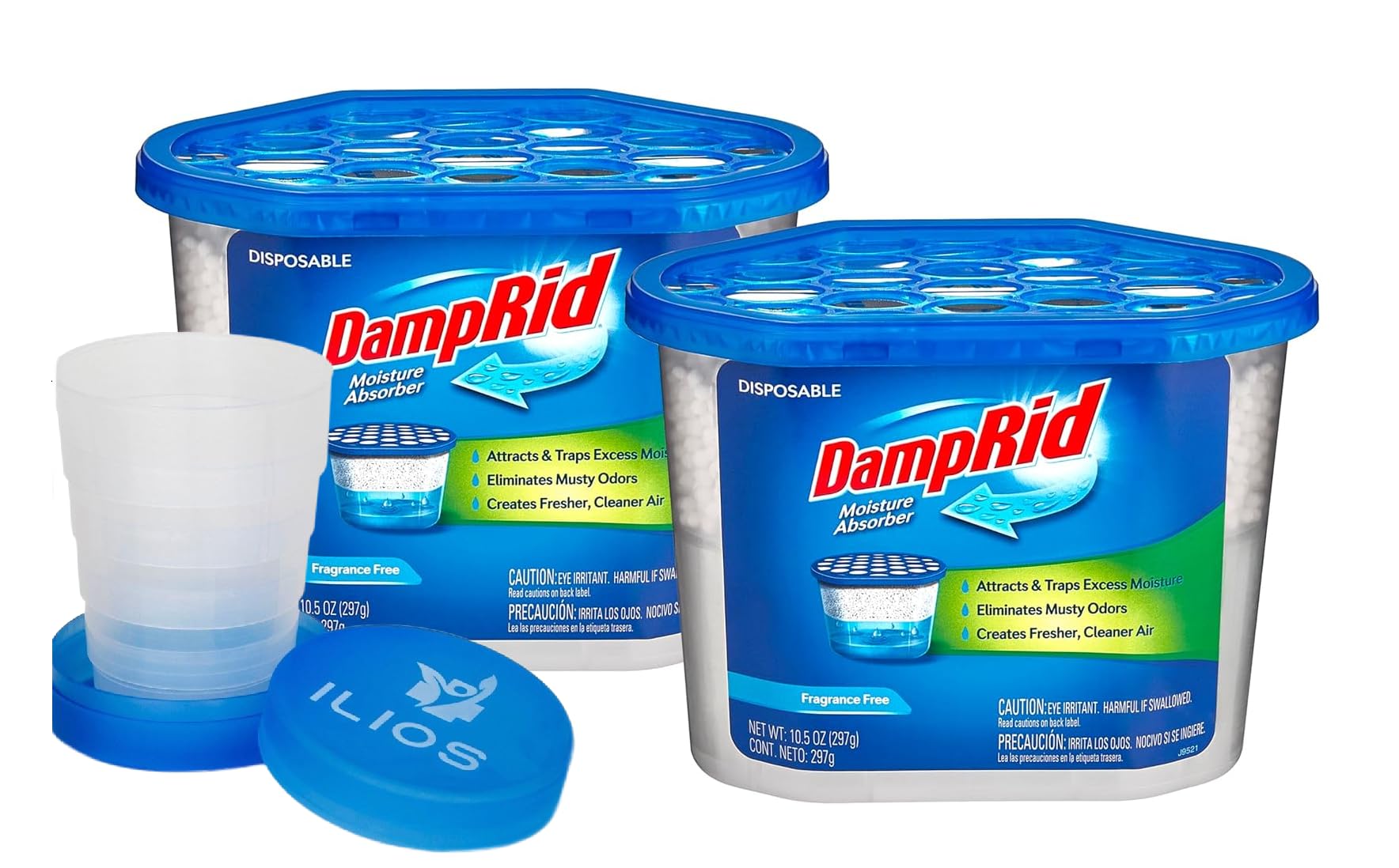 Damp Rid Moisture Absorber - Fragrance Free Odor Eliminator & Humidity Absorber for Closet, Bathroom & Basement, 2 Pack 10.5 oz 