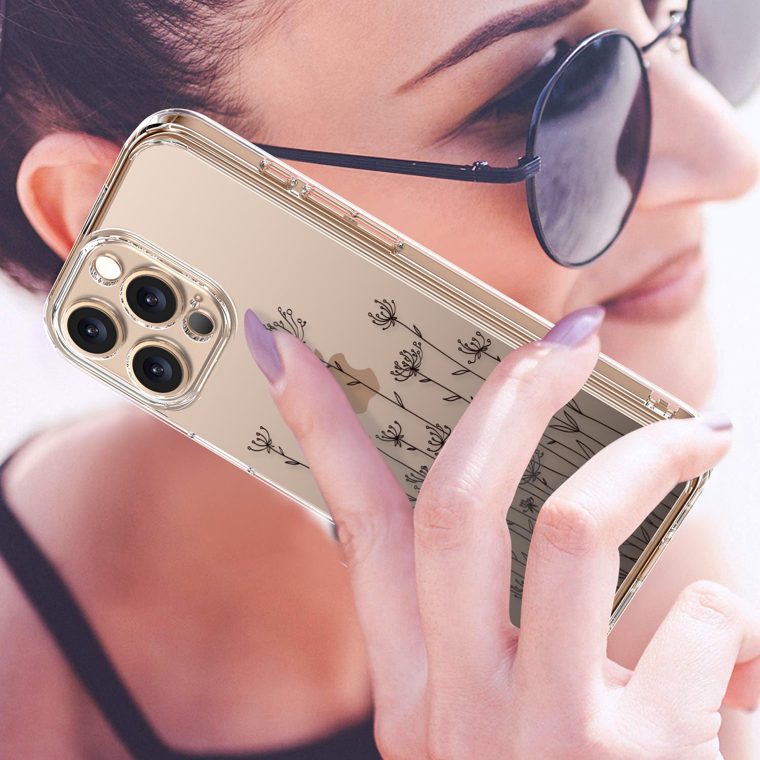 Luhouri For Iphone 16 Pro Case With Screen Protector   Crystal Clear Cover   Fashionable Pattern Design   Wireless Charging  Sli