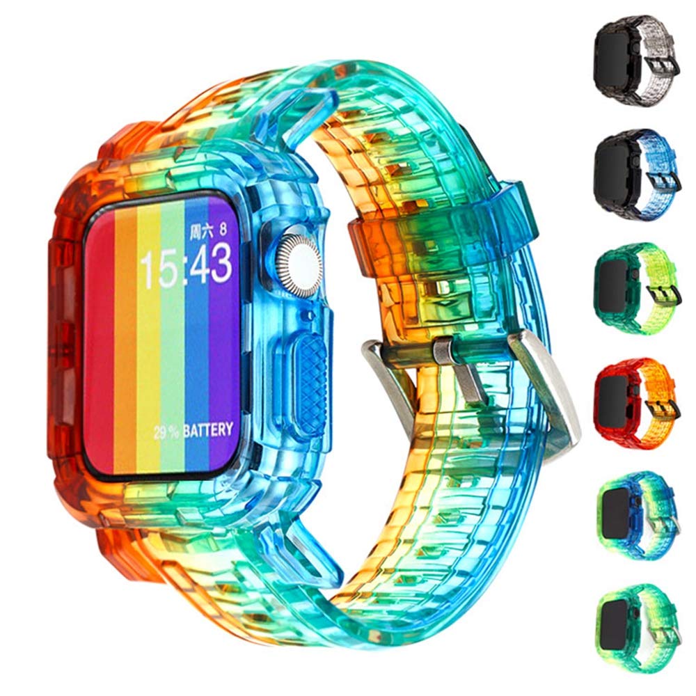 Tomcrazy Compatible For Apple Watch Bands Case 45Mm 41Mm 44Mm 40Mm, Crystal Clear Integrated Bumper Watch Strap Iwatch Series 9