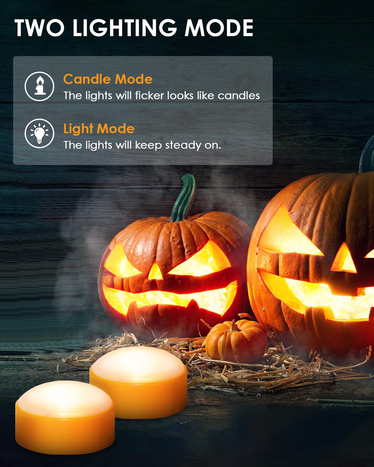 Luditek [4 Pack] Halloween Led Pumpkin Lights With Remote And Timer, Battery Operated Orange Jack O Lantern Light For Halloween
