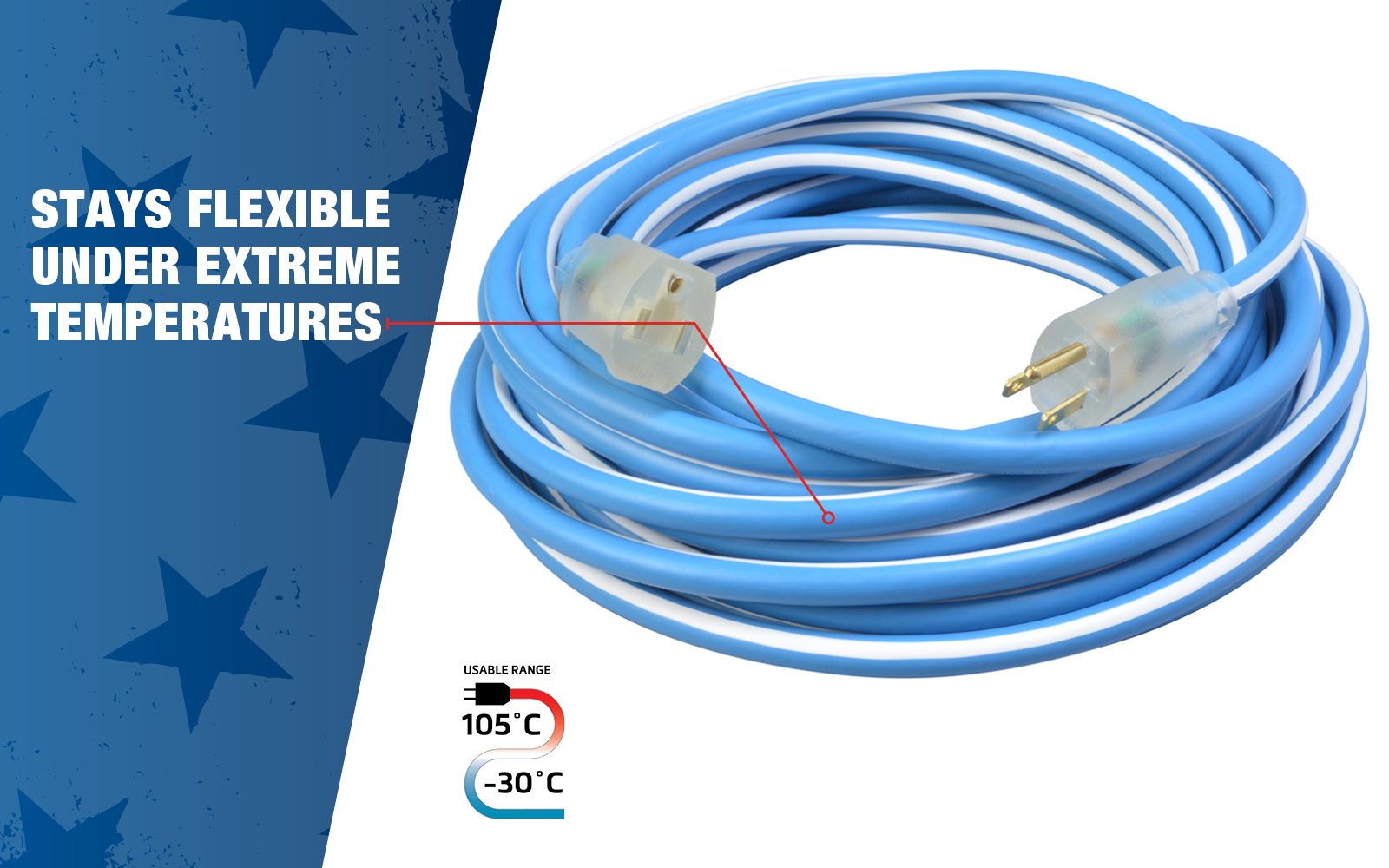 Southwire 1639Sw0061 12/3 100' Sjeow Supreme Extension Cord, Blue/White