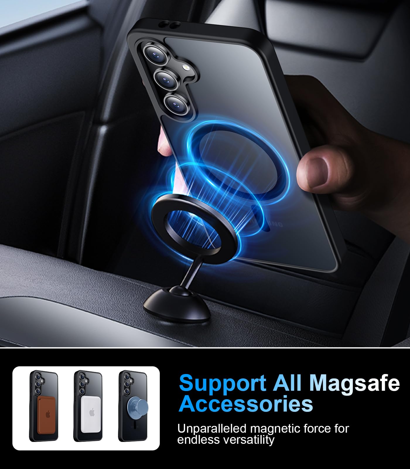 Temdan Magnetic For Samsung Galaxy S24 Fe Case, With [Tempered Glass Screen Protector][Compatible With Magsafe][Military Grade S