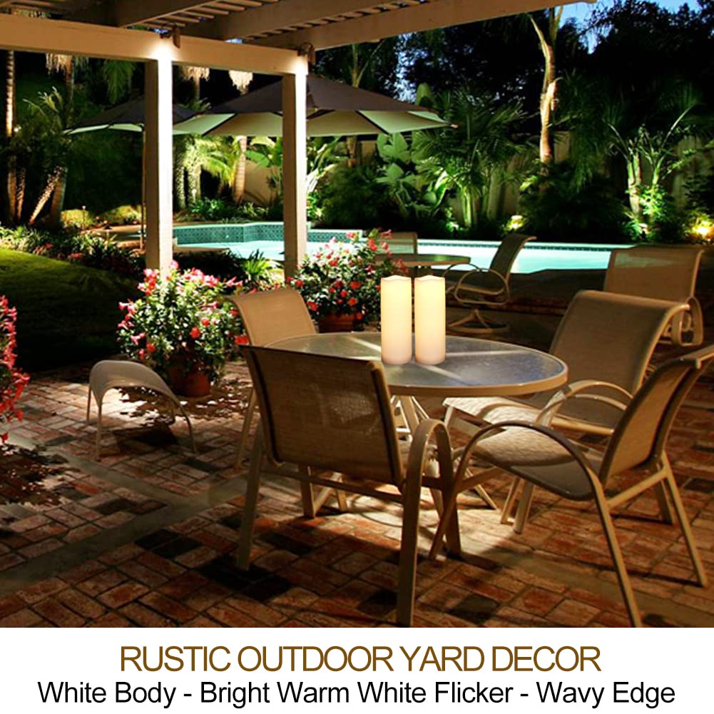 Home Most Pack Of 2 White Led Candles Outdoor 3X8   Unscented Ip65 Waterproof Battery Powered Flameless Led Pillar Candles With