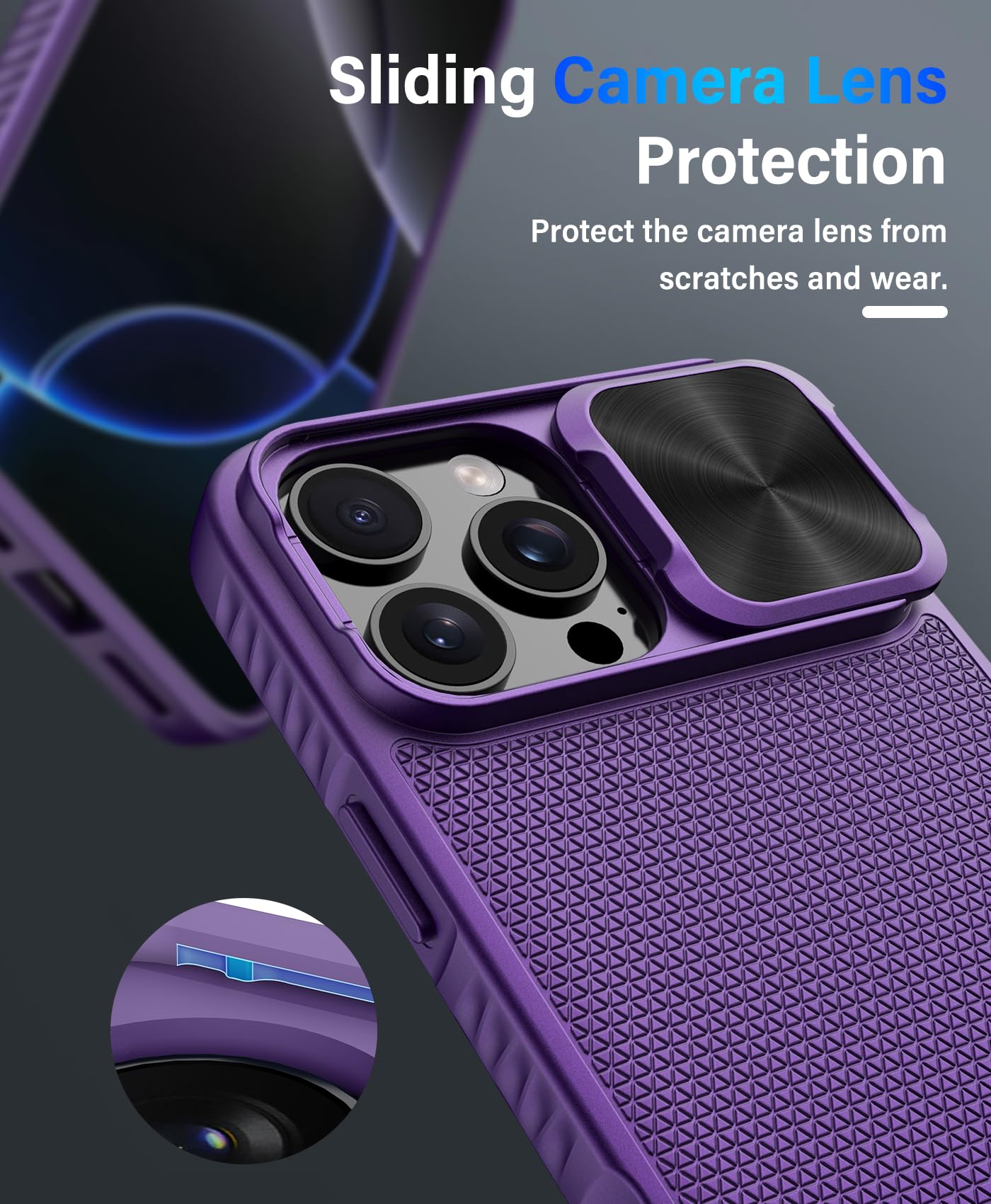 Vihibii For Iphone 16 Pro Case With Kickstand & Slide Camera Cover, [Compatible With Magsafe], Military Grade Drop Protection, S