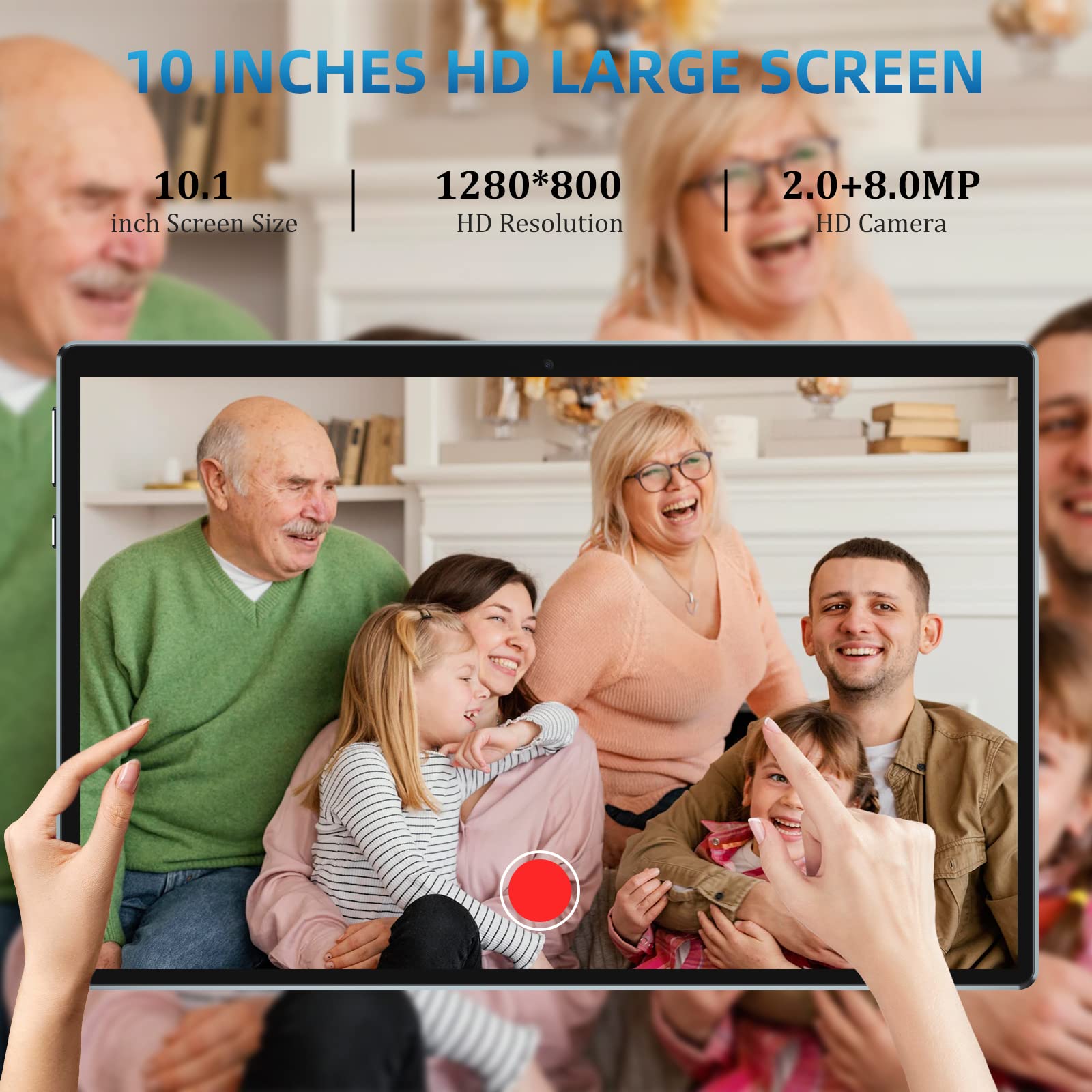 2 In 1 Tablet, 10 Inch Android Tablets With Keyboard 64Gb Rom 512Gb Expandable, Dual Camera, Ips Screen Tablet Computer, Wifi, B