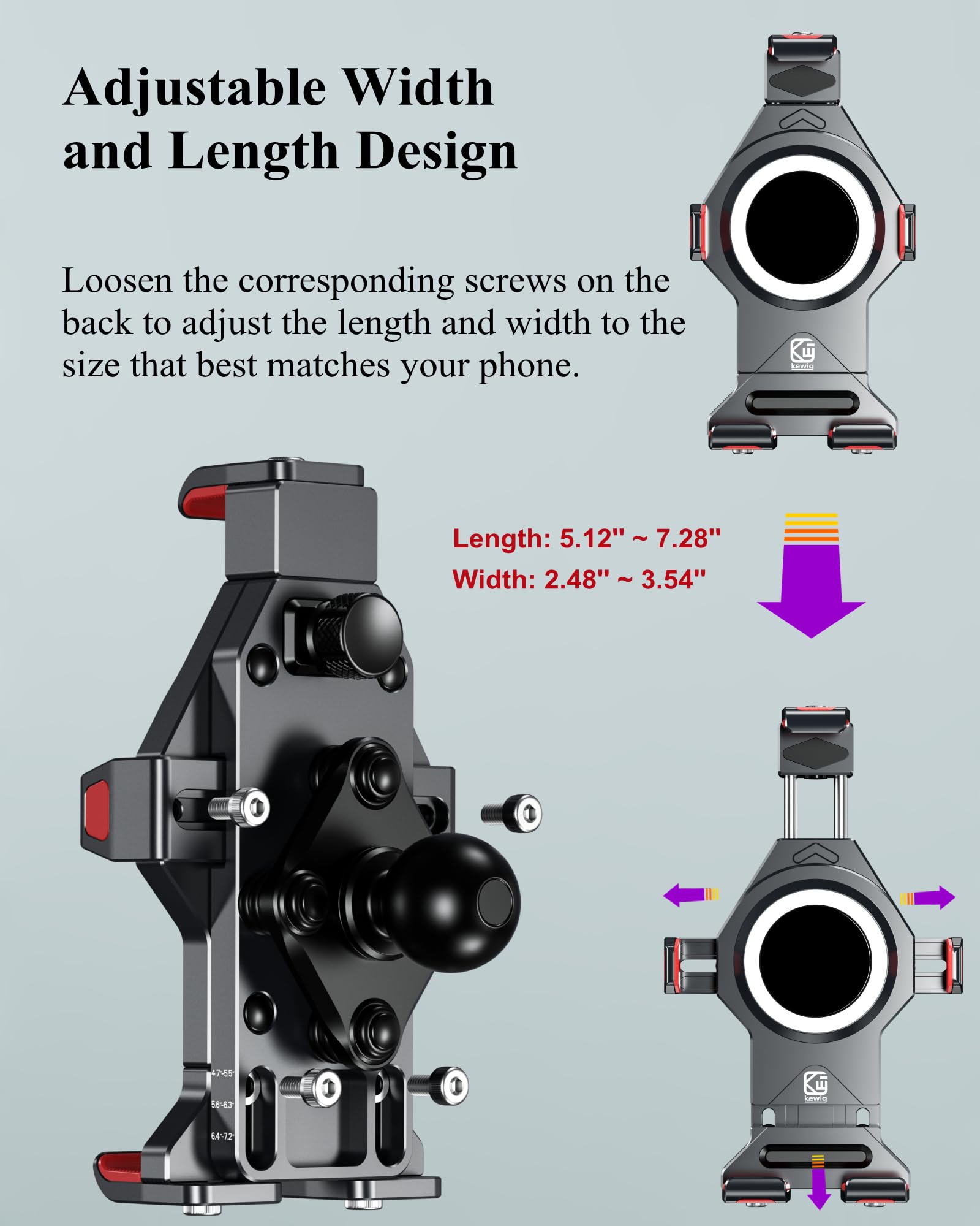 Brcovan 1'' Ball Aluminum Alloy Phone Mount Holder With Vibration Dampener, For Motorcycle Atv Utv Car Bike Boat Truck Scooter F