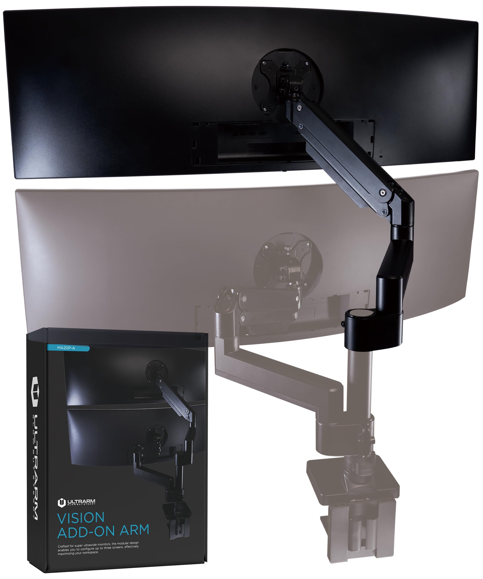 Ultrarm Heavy Duty Extension Arm [Accessory Only   Requires Ma20P S Single Monitor Arm For Use] Dual 49'' Vertical Stacked Monit