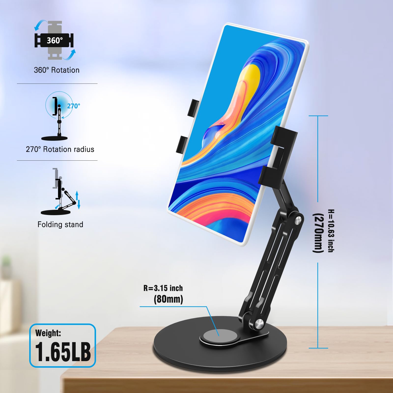 Bimo Tablet Stand Holder For Ipad,Portable Monitor Stand Holder For 15.6'',16'',360Rotate Stand Holder For 4.7'' 16'' Kindle,Sto