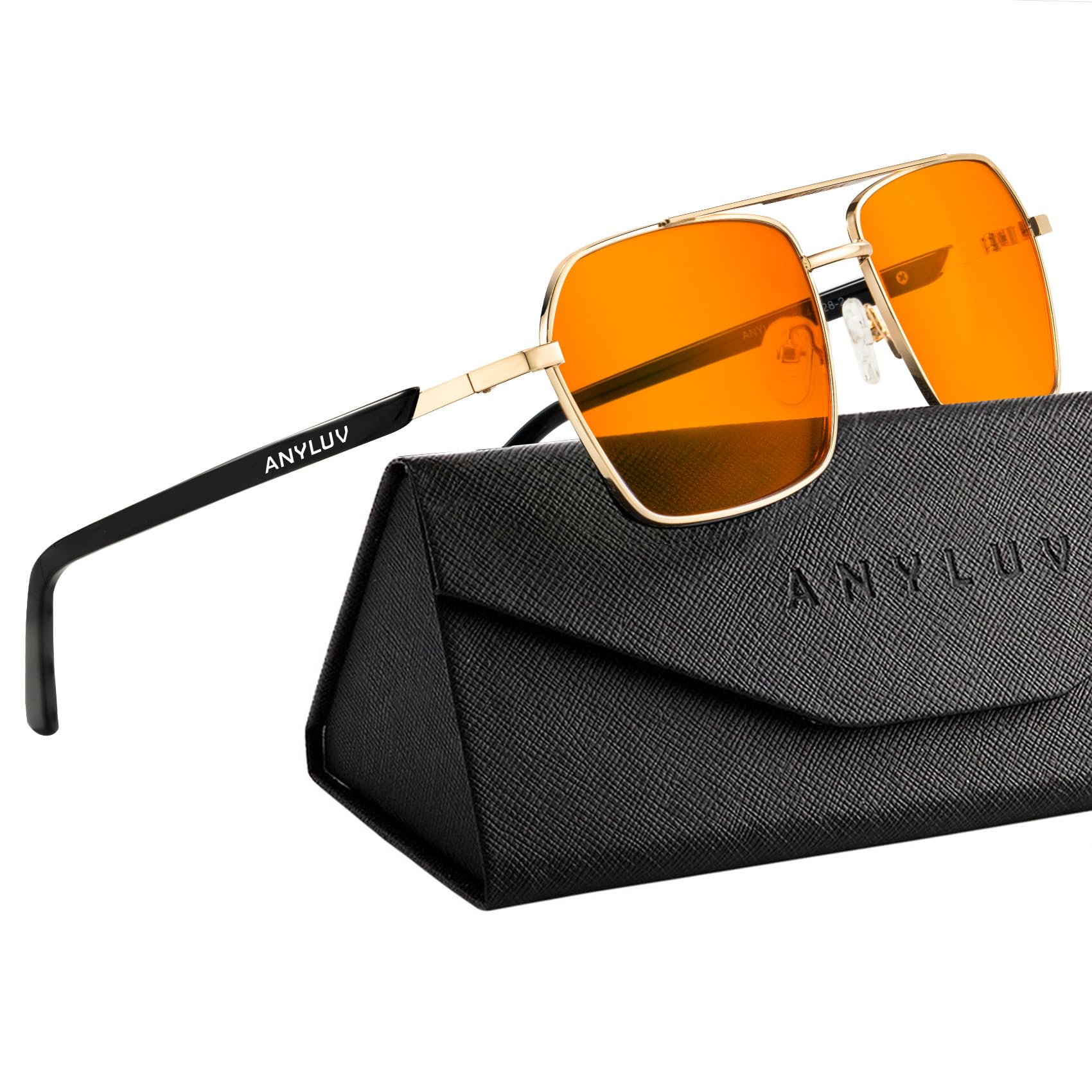 Anyluv Blue Light Glasses Men Blue Light Blocking Glasses: Mens Gaming Glasses Computer Screen Blocker Filter Orange Lens