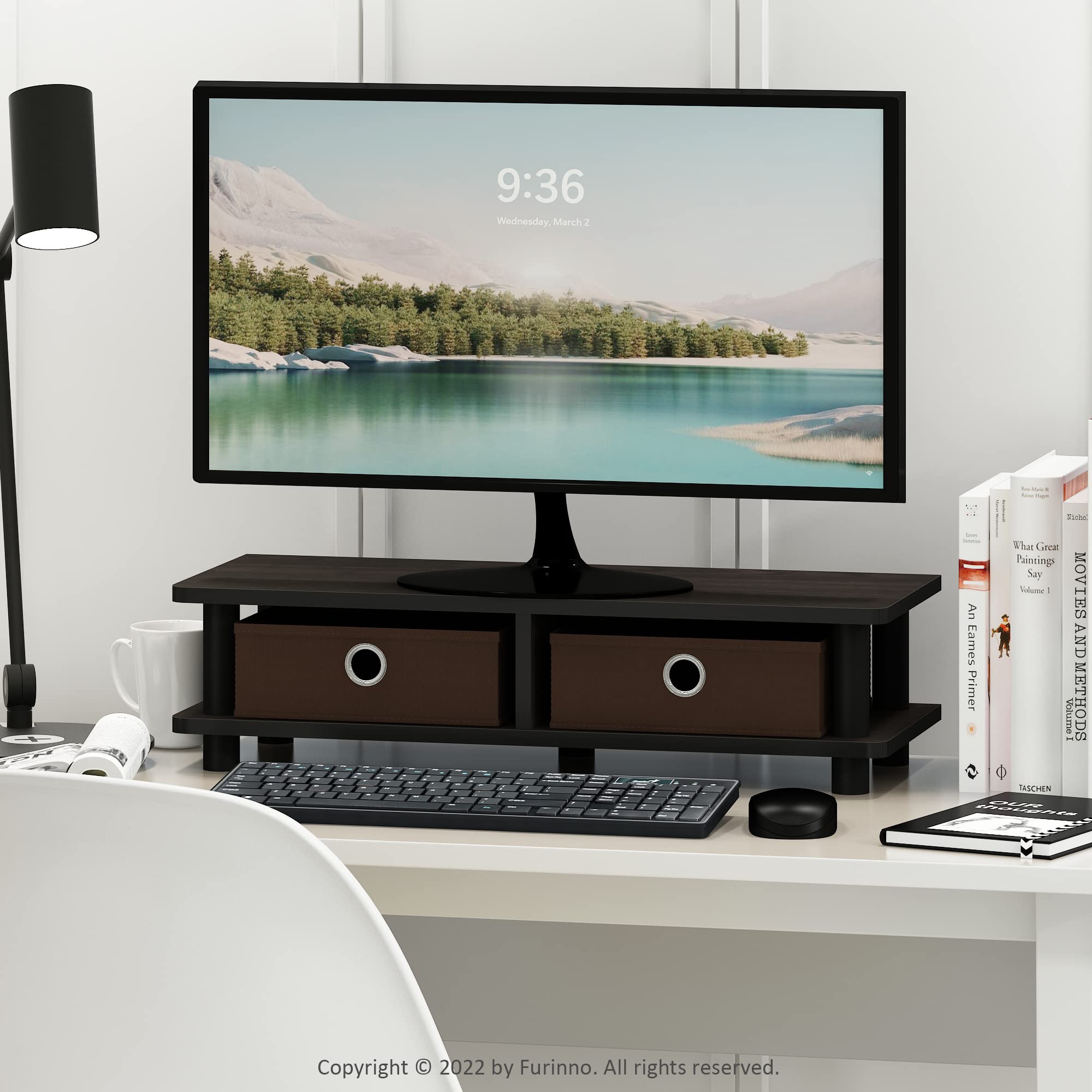 Furinno Turn-N-Tube Monitor Stand, Espresso/Black