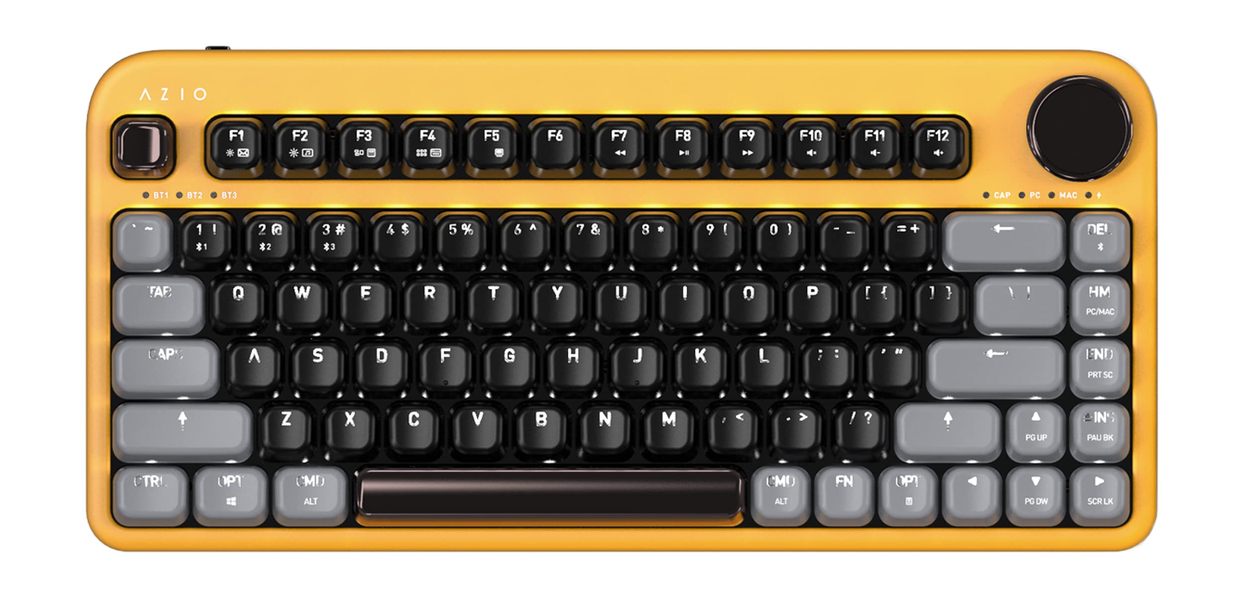 Azio Izo Wireless Bt5/Usb Pc & Mac Mechanical Keyboard, Pre Lubed Red Switches, Golden Iris (Ik412)