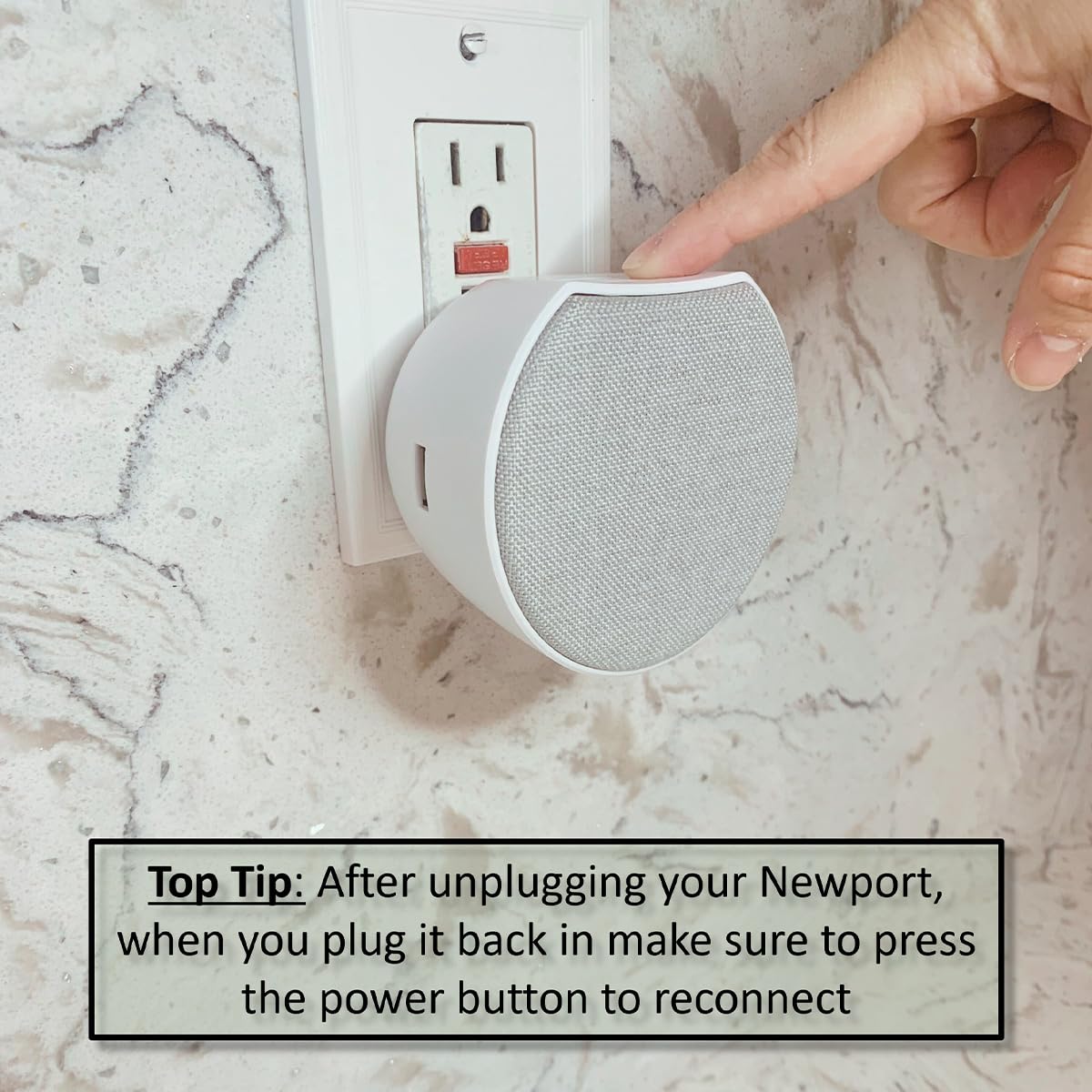 Oc Acoustic Newport Plug In Outlet Speaker With Bluetooth 5.1 And Built In Usb Type A Charging Port (Gray/White)