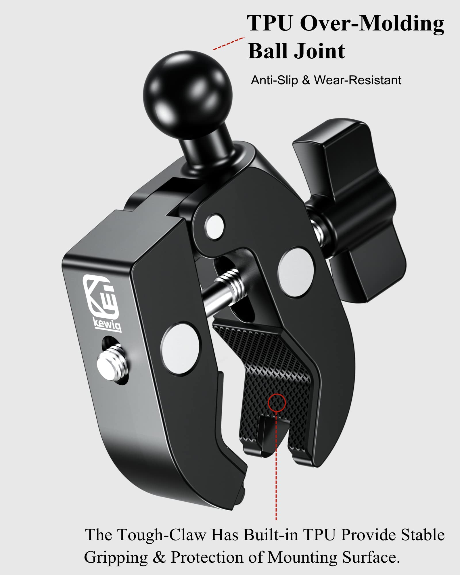 Brcovan Aluminum Alloy Handlebar Clamp Mount Base With 17Mm Tpu Ball For Rails 0.5'' To 2'' In Diameter, Compatible With Garmin