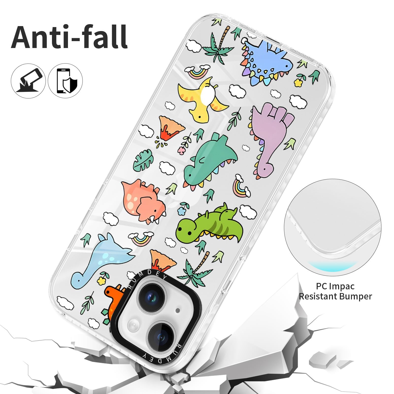 Rumdey 2 Pack Clear Bow Phone Case For Iphone 13 Mini 5.4 Inch, Cute Aesthetic Pattern Design Protective Soft Slim Shockproof Tp