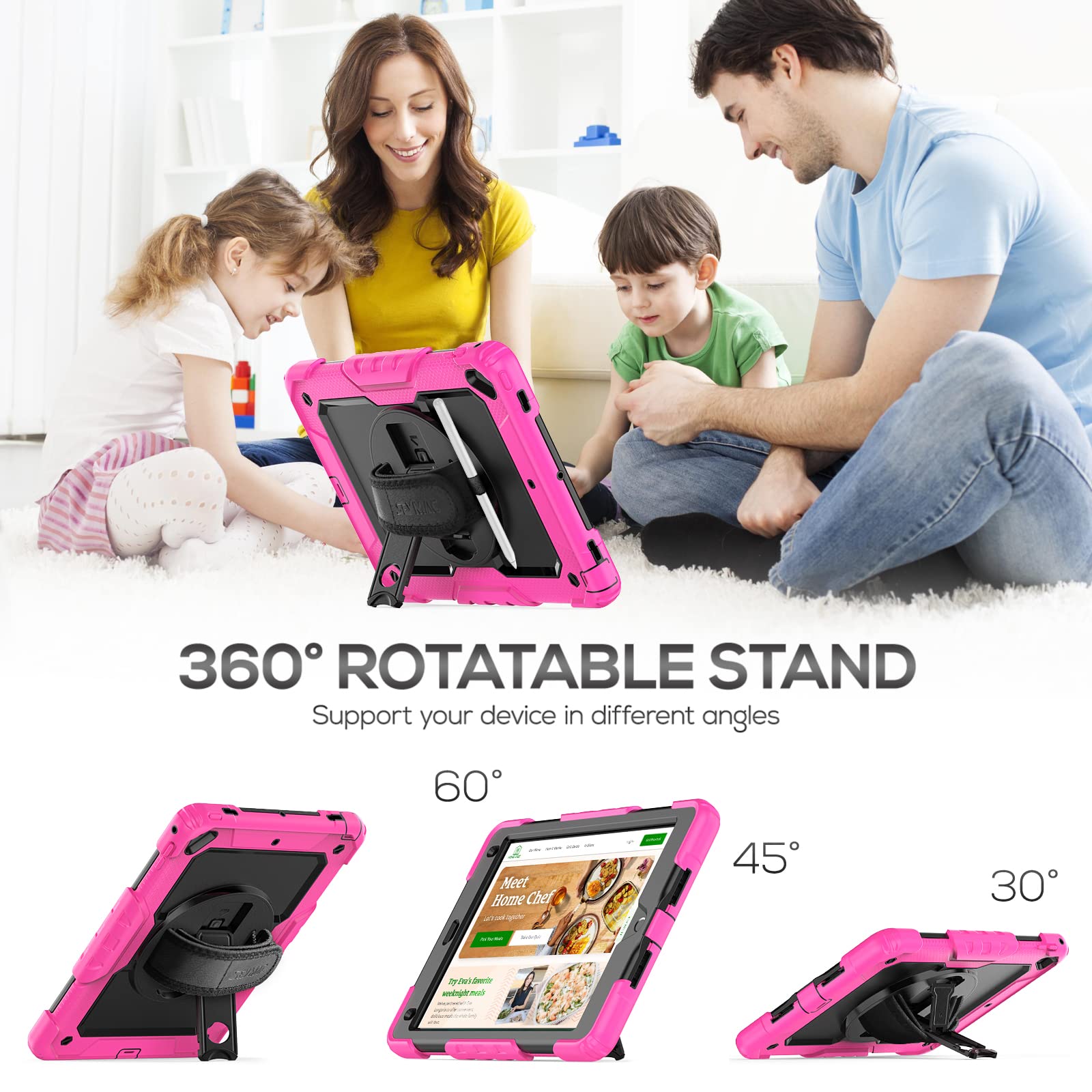 Seymac Case For Ipad 6Th/5Th Generation Case 9.7'' For Kids, Full Body Shockproof Heavy Duty Protective Case With Screen Protect