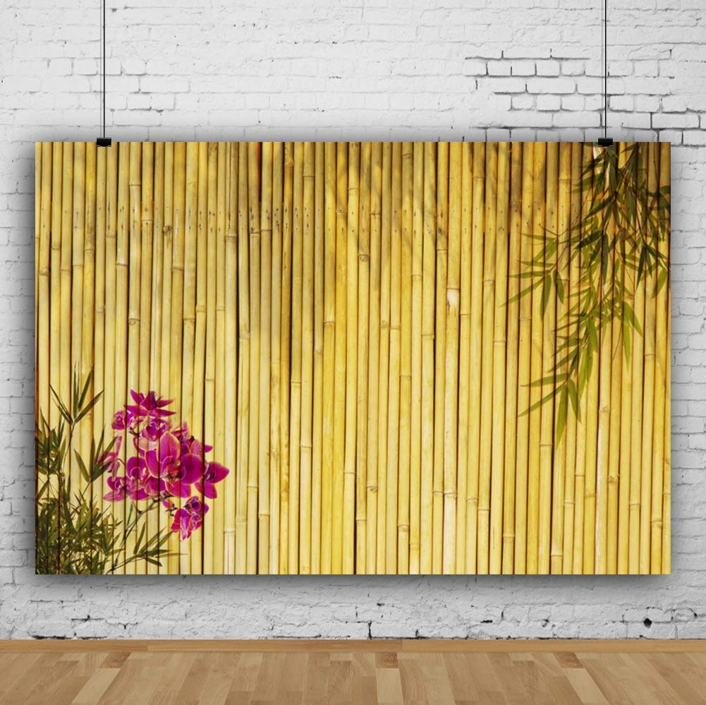 Csfoto 10X8Ft Chinese Style Bamboo Backdrop Bamboo Party Background Chinese Theme Party Decorations Blooming Flowers Birthday Pa