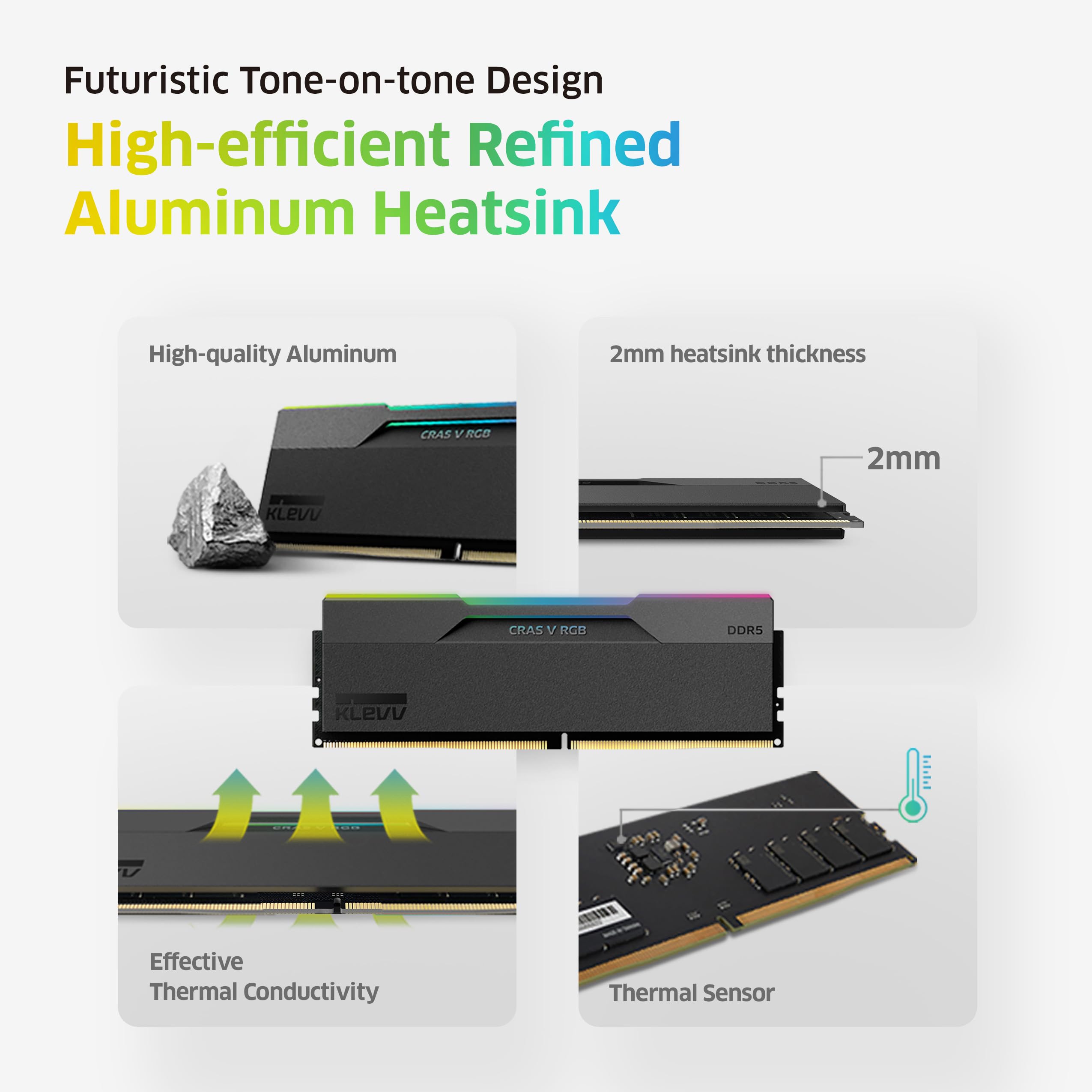 Klevv Cras V Rgb Ddr5 64Gb (2X32Gb) 6400Mhz Cl32 A Die 1.35V Gaming Desktop Ram Memory Sk Hynix Chip Xmp 3.0 / Amd Expo Ready
