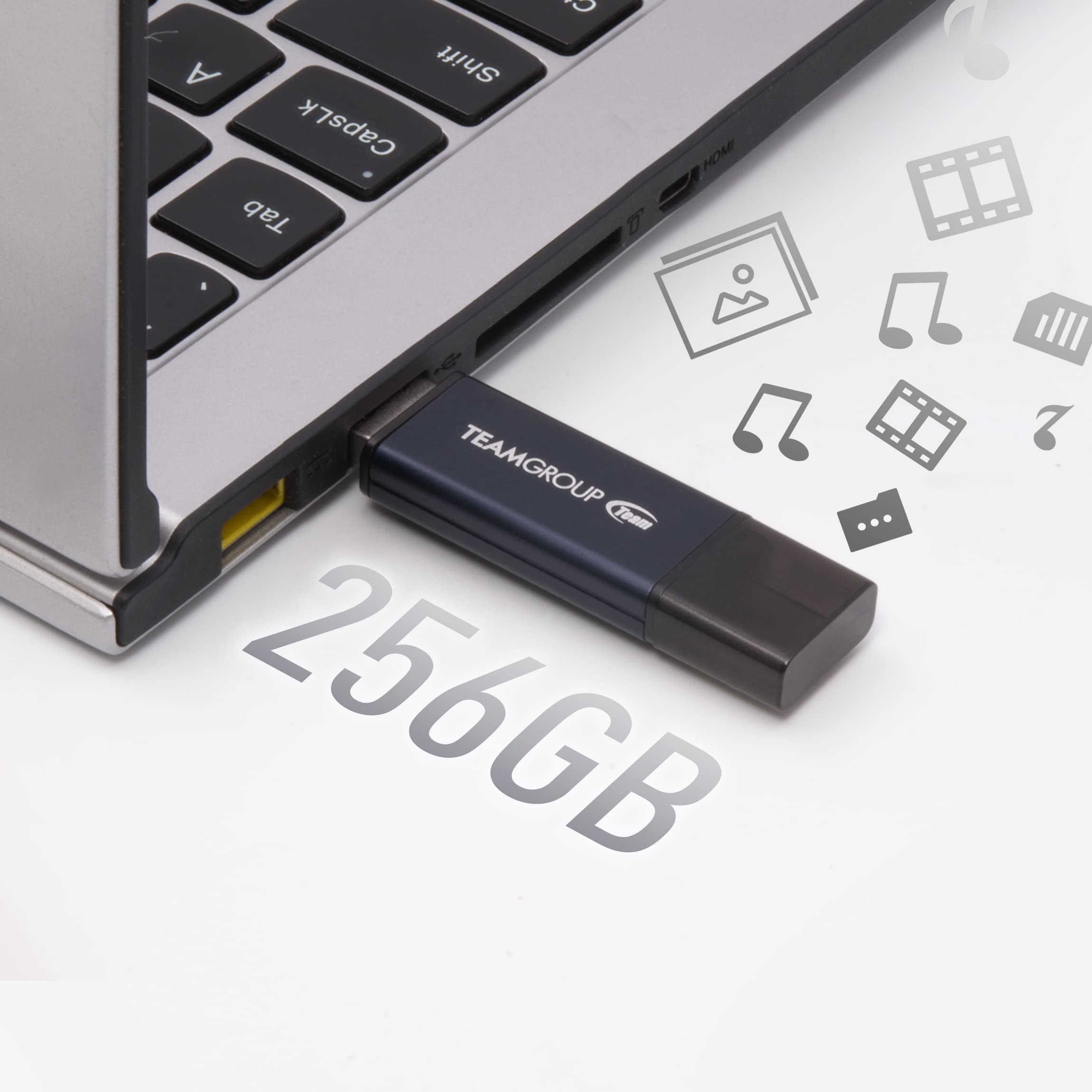 Teamgroup C211 128Gb Usb 3.2 Gen1 3.1/3.0, Aluminum Alloy Read 100Mb/S Flash Thumb Drive For Computer/Laptop Navy Blue Tc2113128Gl01