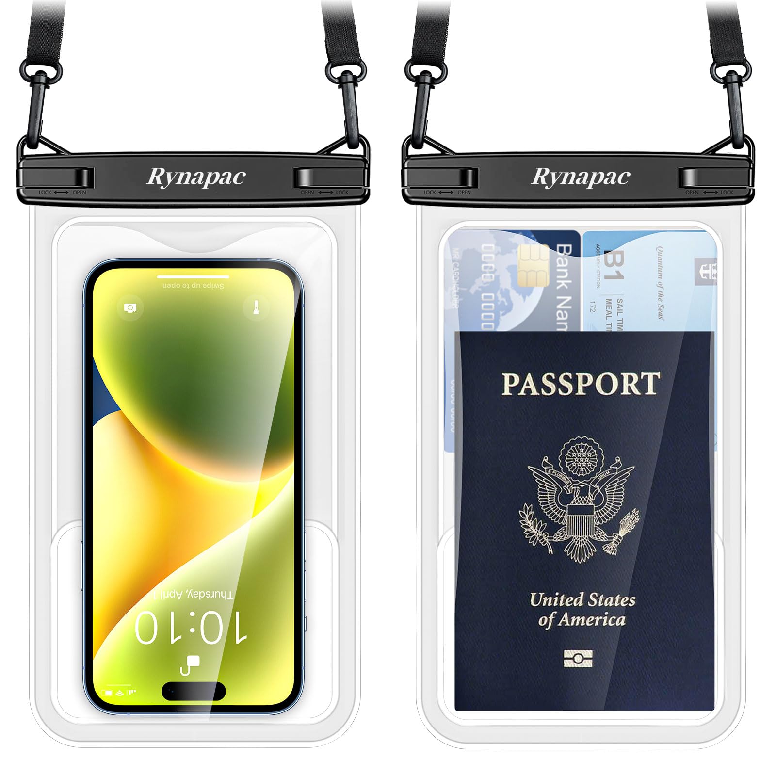 Rynapac Waterproof Phone Pouch   8.5In Waterproof Phone Case With Lanyard, Ipx8 Cell Phone Dry Bag Beach Essentials For Iphone 1