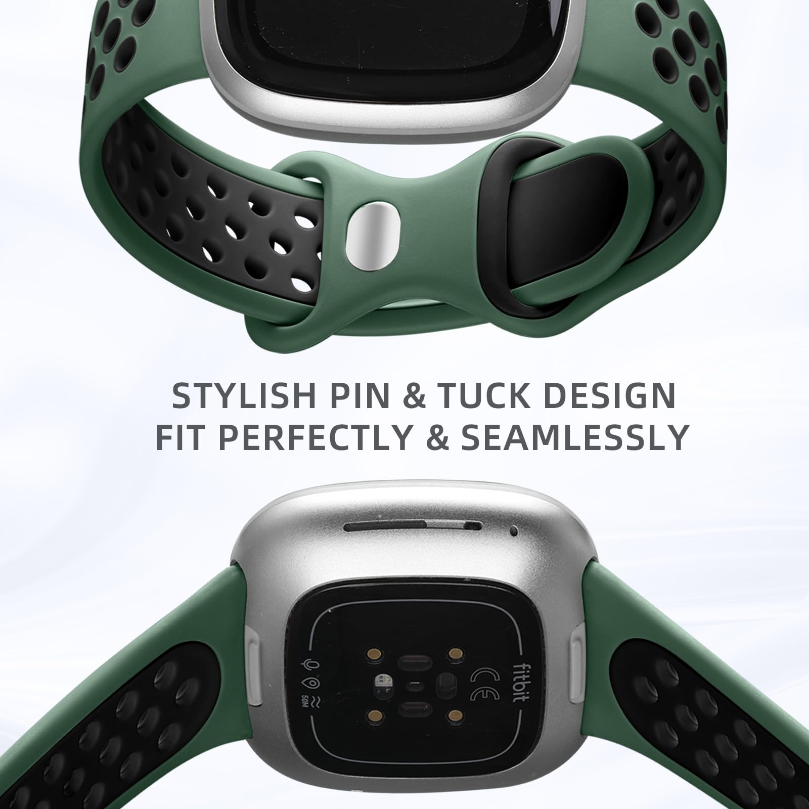 Maledan Bands Compatible For Fitbit Versa 4/Sense 2/Sense/Versa 3 Band Women Men, Waterproof Wristband Replacement Bands With Ai