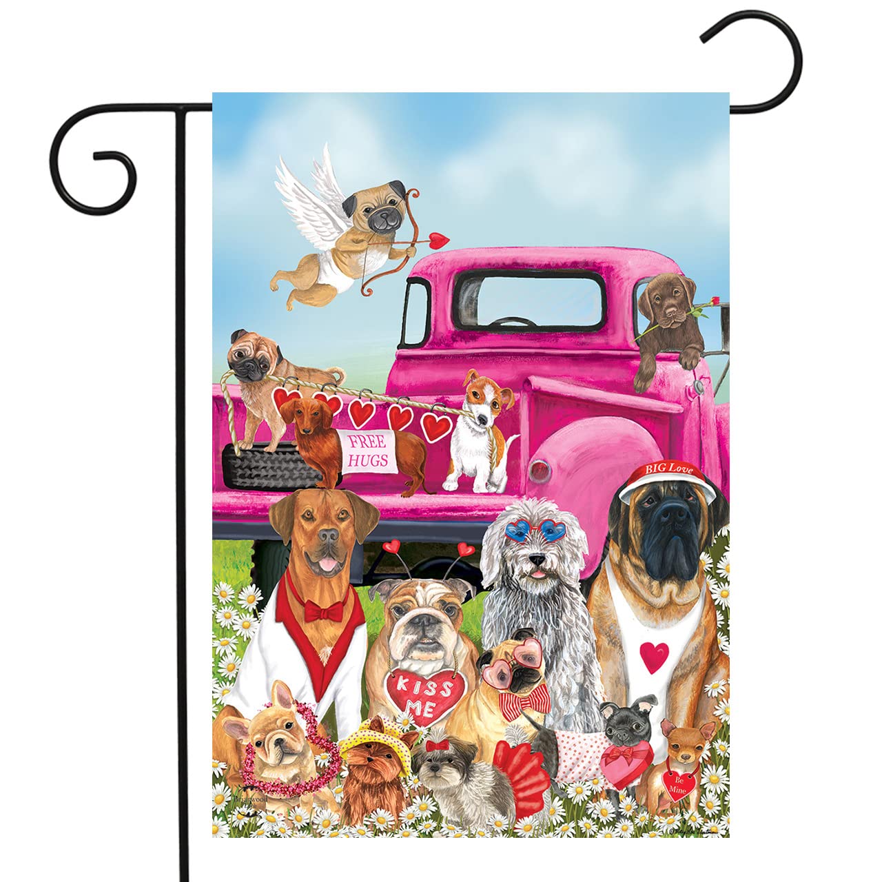 Briarwood Lane Happy Valentines Dogs Valentine garden Flag  12x18  Heart garden Flag  Valentines garden Flag for Outside  Va