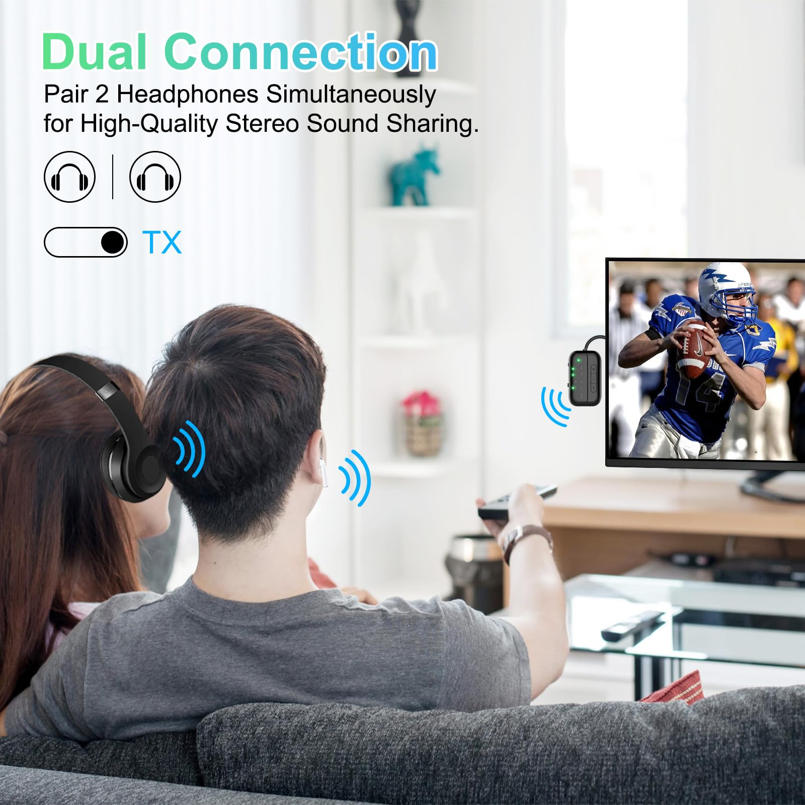 Bluetooth Transmitter Receiver, 2 In 1 V5.3 Wireless Adapter, Bluetooth Audio Transceiver For Airplane Tv Pc Mp3 Gym Switch,Blue