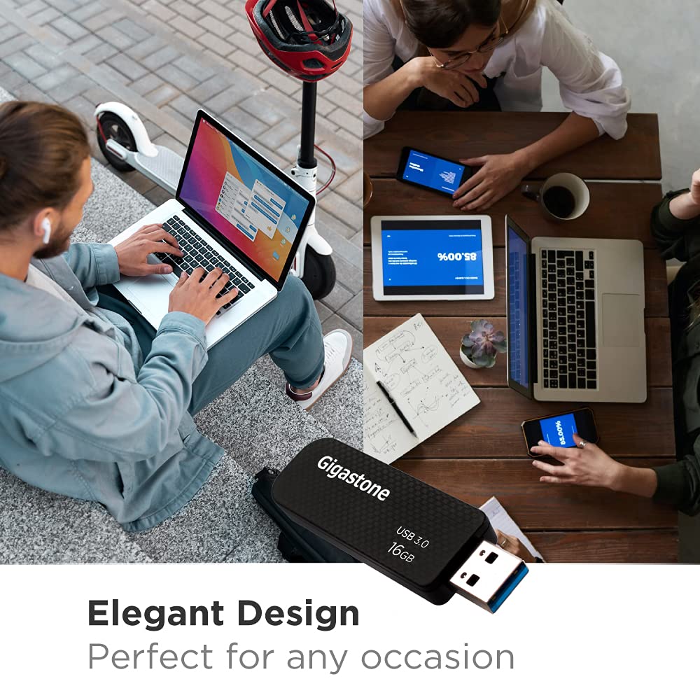 Gigastone Z30 16Gb Usb 3.2 Gen1 Flash Drive, Capless Retractable Design Pen Drive, Carbon Fiber Style Thumb Drive, Reliable Perf