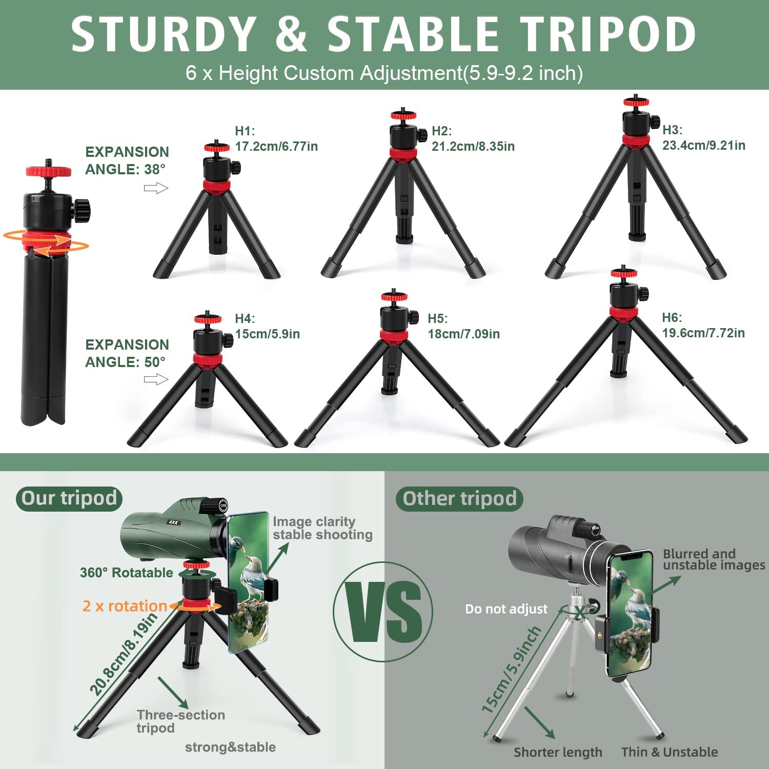 Oxk Optics 12X56 High Power Monocular Telescope | Comes With Smartphone Adapter Tripod Travel Bag | Bird Watching Hunting Hiking
