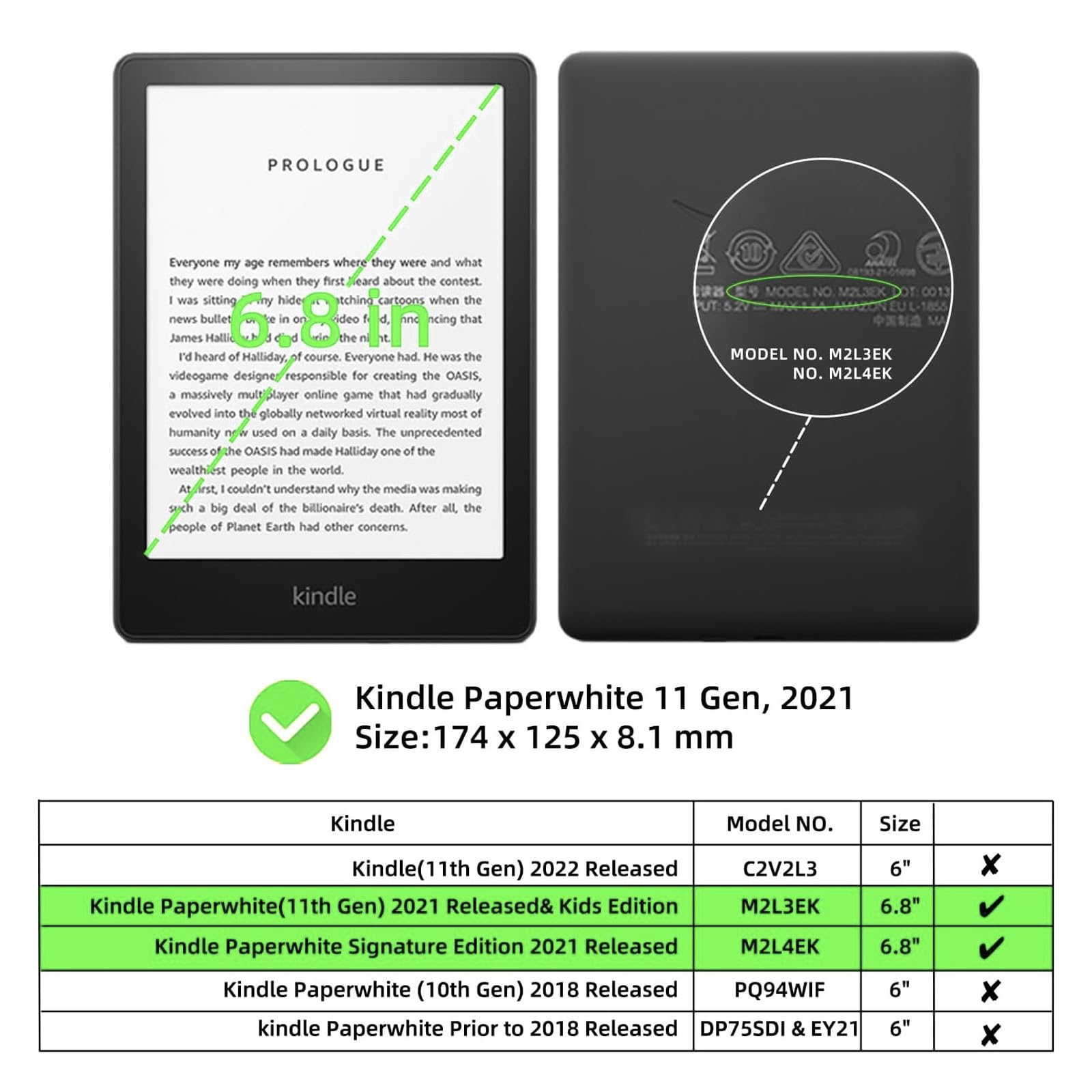 Walnew Case For Kindle Paperwhite 11Th Generation 2021 And Signature Edition,Pu Leather Cover For 6.8'' Kindle & Flexible Soft C