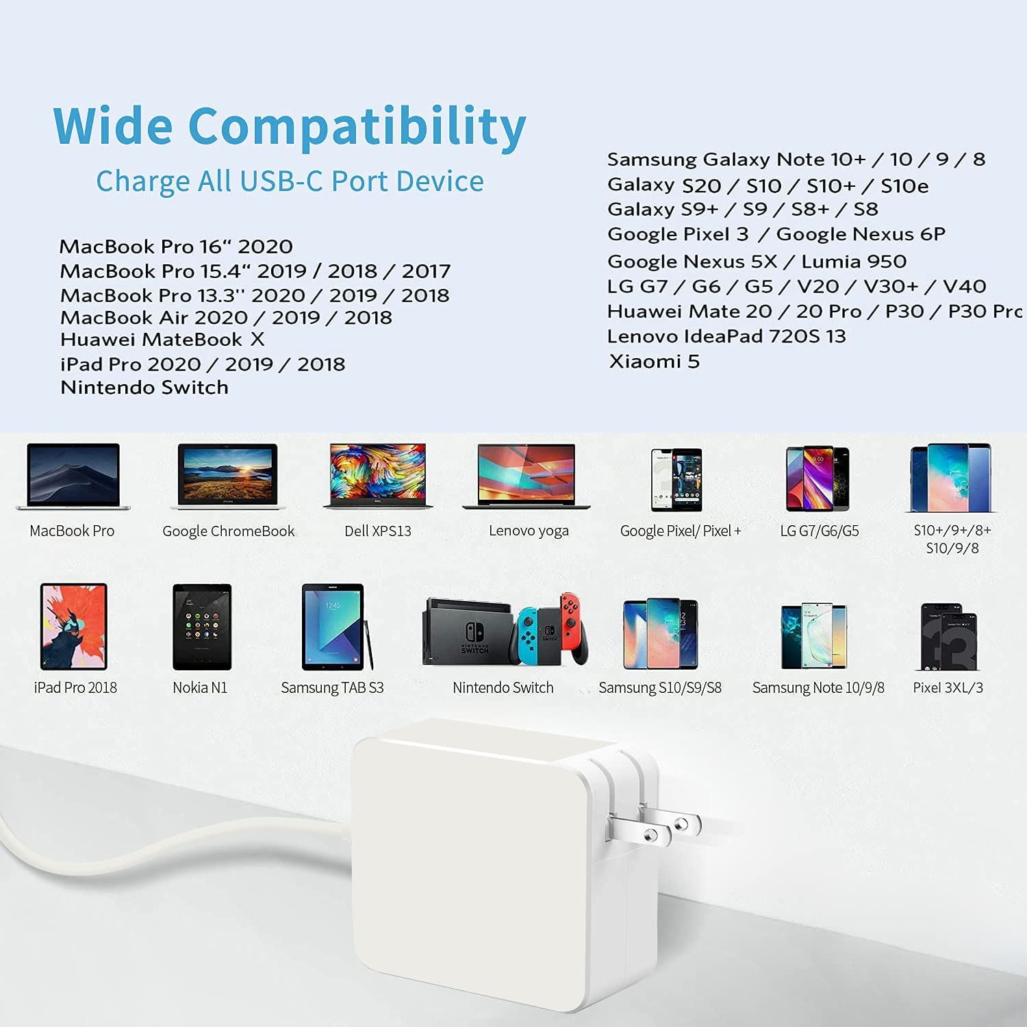 Mac Book Pro Charger   96W Usb C Charger Power Adapter For Usb C Port Macbook Pro & Macbook Air 16 15 14 13 Inch, Ipad Pro And All Usb C Device, Usb C Laptop Charger Included Usb C To C Cable