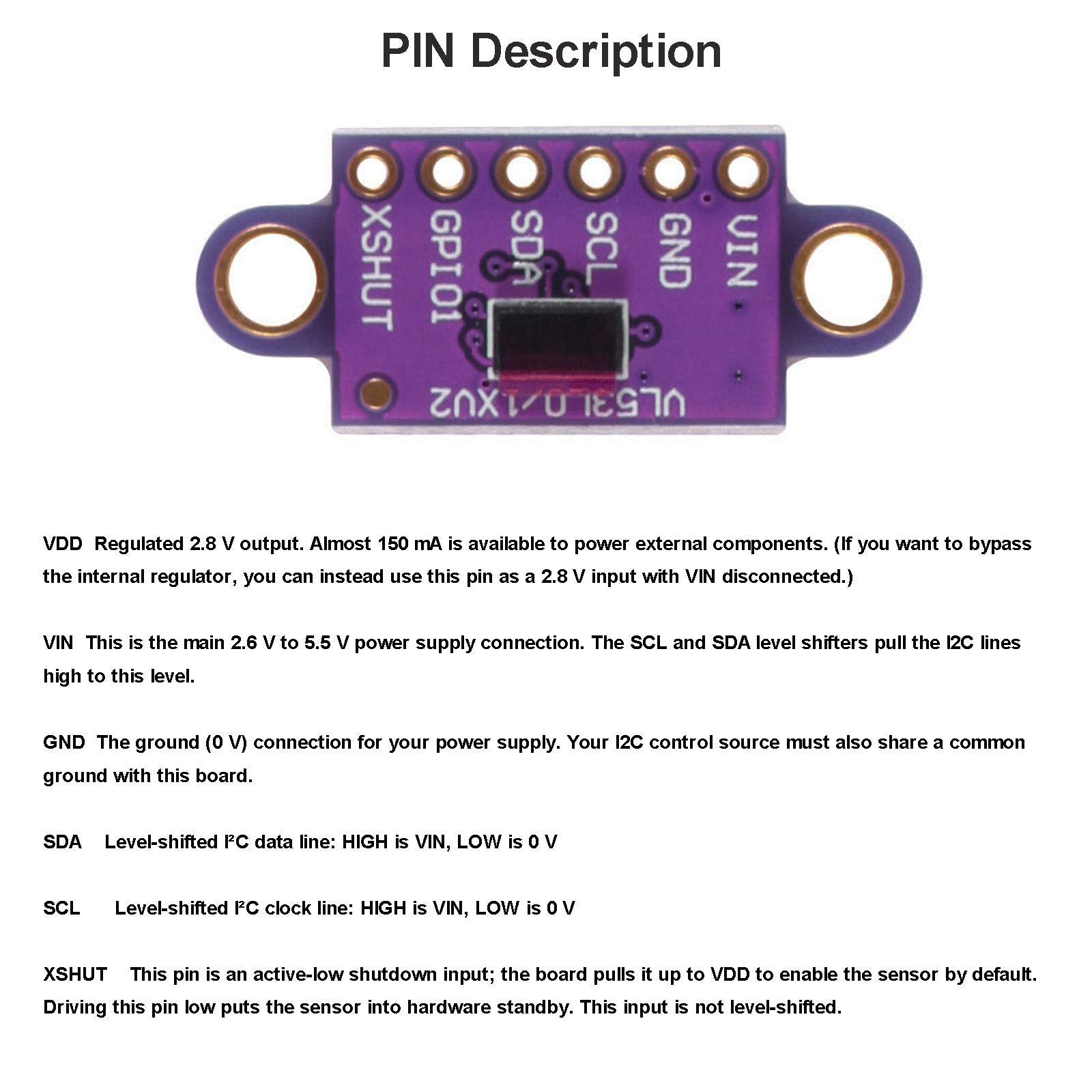 Alamscn Vl53L0X Time Of Flight (Tof) Laser Ranging Sensor Breakout Vl53L0Xv2 Laser Flight Distance Measurement Module I2C Iic Fo