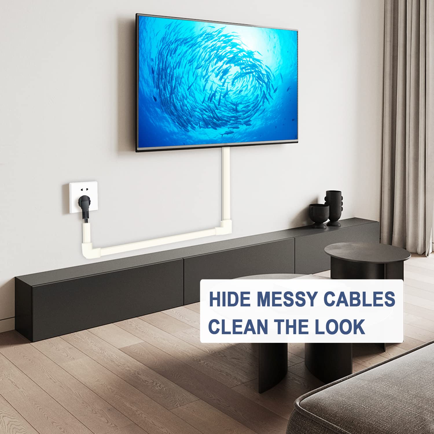 Cord Cover Wall Raceway Kit   157'' Cable Concealer, Wire Hiders For Tv Wall Mounting And Wire Management, Beige