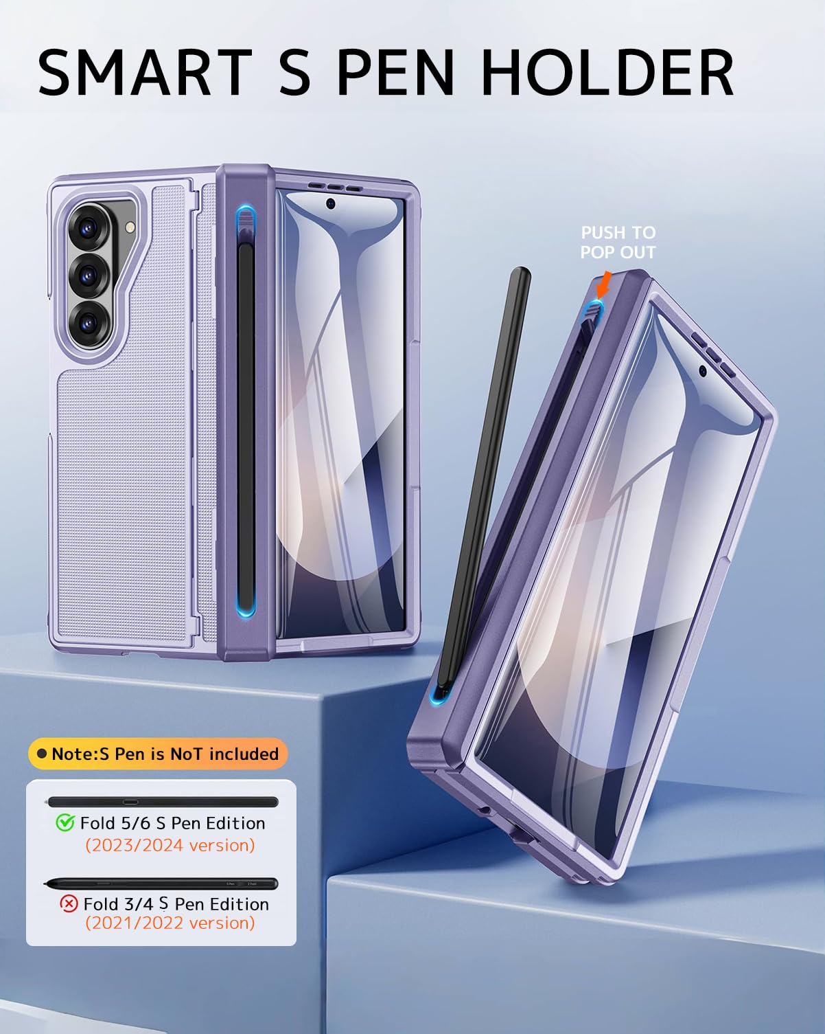 Ninki For Samsung Z Fold 7 Case With S Pen Holder & Hidden Kickstand, Built In Screen Protector Hinge Shockproof Hard Phone Cove