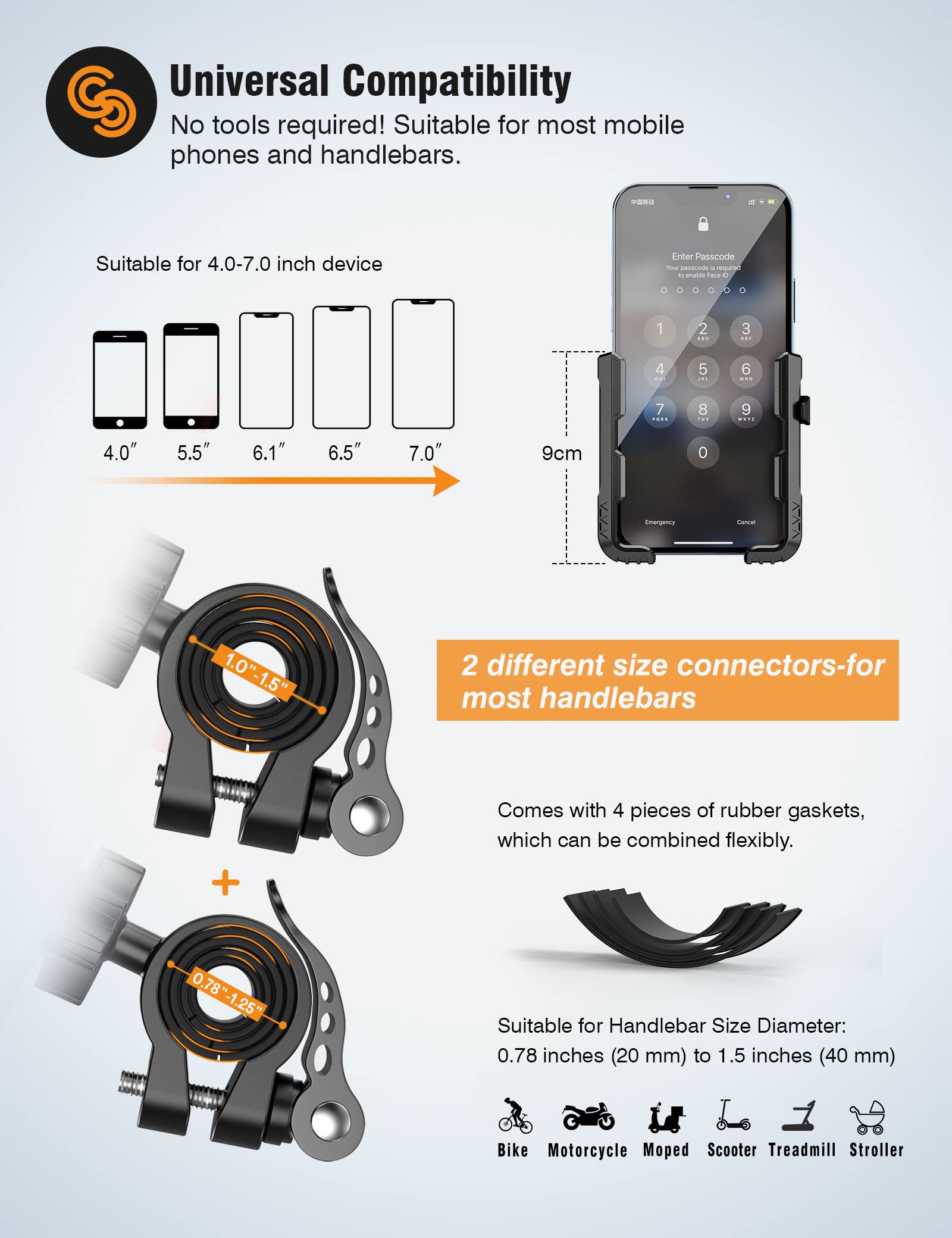Eowihor Bike Phone Mount For Electric, Mountain, Scooter, And Dirt Bikes  360Rotatable Bike Phone Holder  Bike Phone Holder Suit