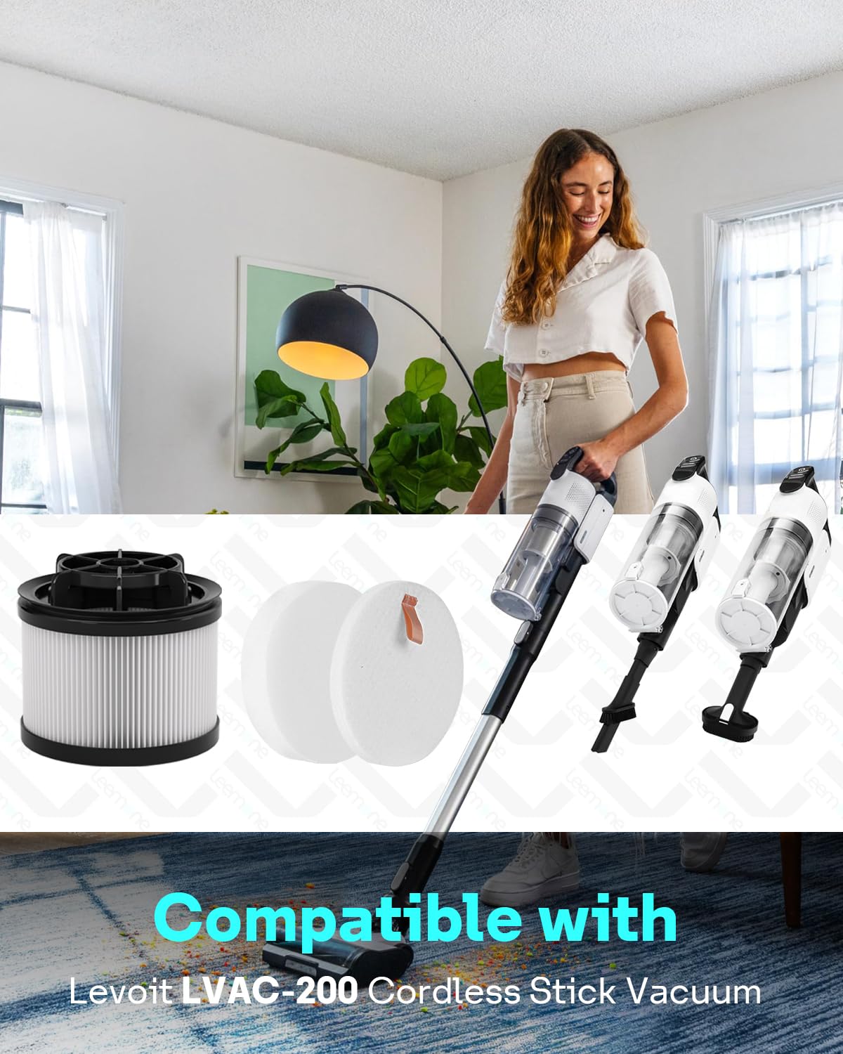 18 Pcs Lvac 200 Vacuum Filter Replacement, Compatible With Levoit Lvac 200 Cordless Stick Vacuum Cleaner (Model No. Lsv V201 Wus