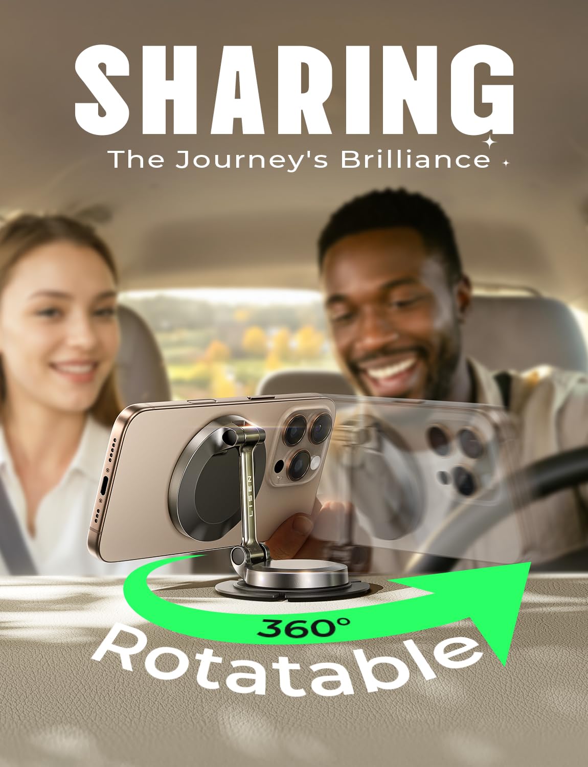 Lisen For Magsafe Car Mount Charger, 15W Fast Charging Ultra Magnetic Car Phone Holder [Mini & Metal], 2024 Wireless Magsafe Car