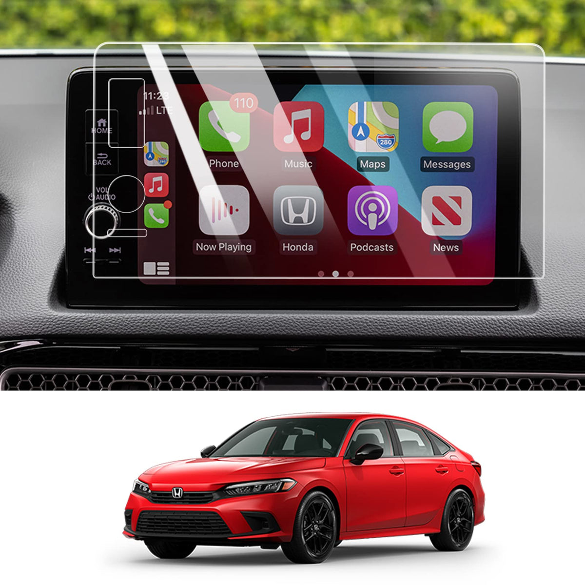 Moonlinks Compatible With 2022 Honda Civic Screen Protector 9 Inch,Tempered Glass Screen Protector Film For 2023 Crv Ex-L/Hrv Ex-L/Acura Integra,Screen Protective Foil With 3-Hole Precise Cutout
