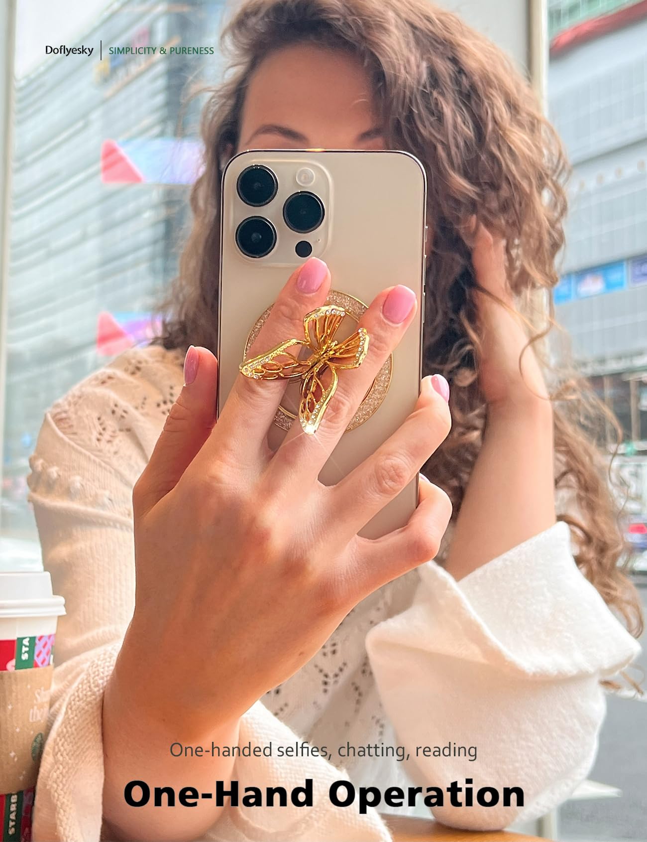 Doflyesky 2025 Upgrade Magnetic Phone Grip Compatible With Magsafe, Butterfly Phone Grip Holder Finger Kickstand For Magsafe, Ad