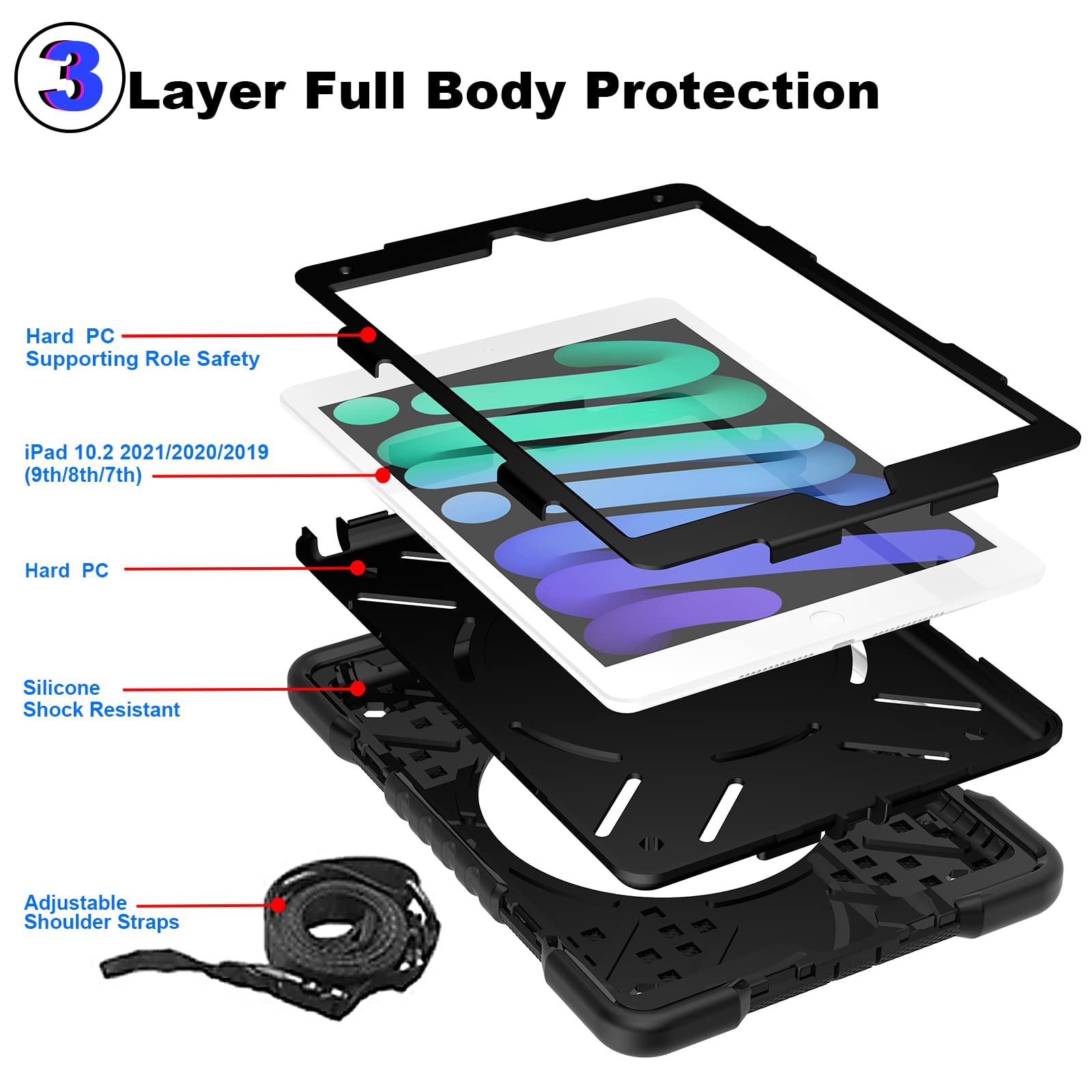 Ipad 9Th/8Th/7Th Generation Ipad Case, Case For Ipad 10.2 Inch Case Compatible With Ipad 10.2 Inch 2021/2020/2019 Shockproof Rug