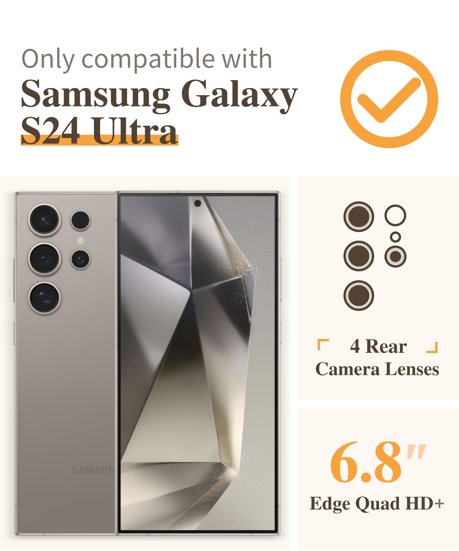 Gviewin For Samsung Galaxy S24 Ultra Case With Screen Protector+Camera Protector, [Mil Grade Drop Protection] Floral Clear Slim