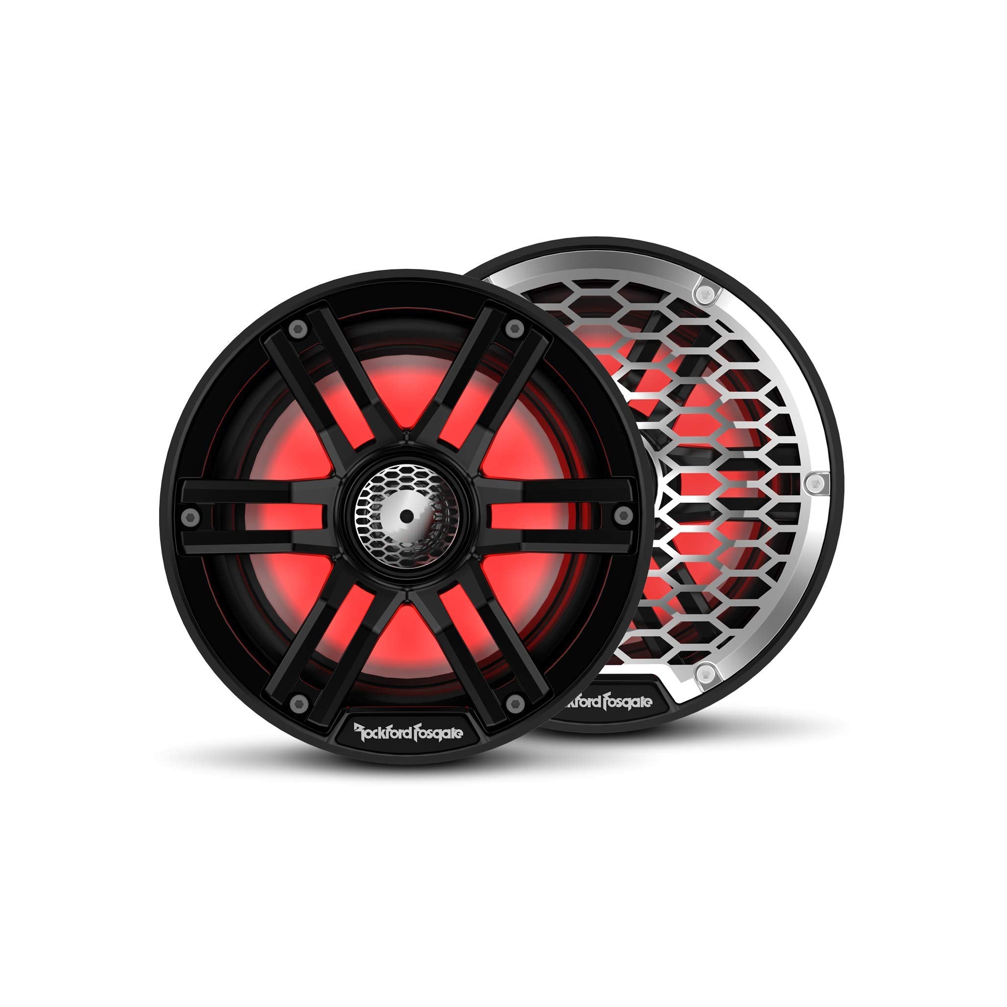 Rockford Fosgate M265B Color Optix 6.5 2Way Coaxial Multicolor LED Lighted Marine Speakers  Black/Stainless (Pair)