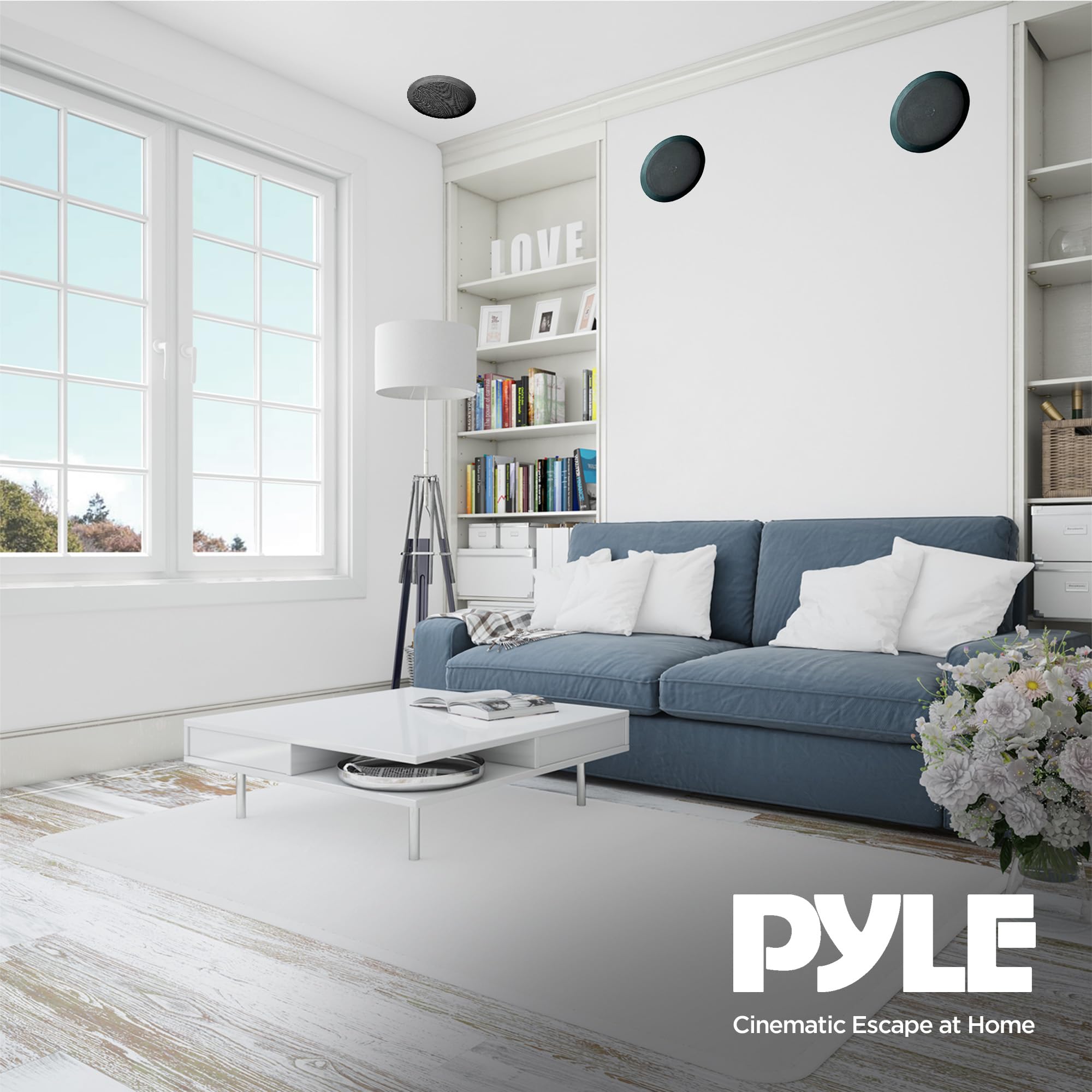 Pyle Pdic61Rdbk In Wall / In Ceiling Dual 6.5 Inch Speaker System, 2 Way, Flush Mount, Black (Pair)