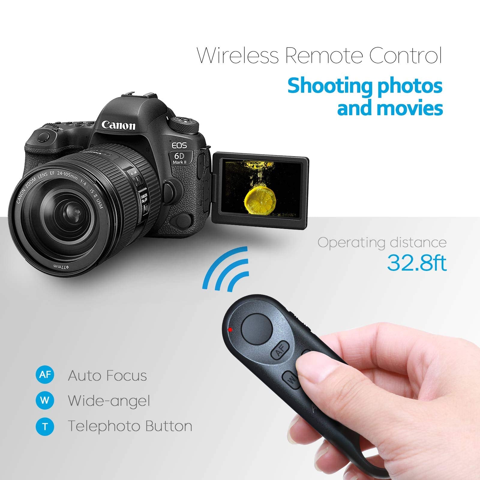 Wireless Camera Remote Shutter Release For Canon R3/ R7/ R10/ M50/ Eos M6 Mark Ii/R/Rp /90D /6D Mark Ii /R5/ R6 /800D /850D /250